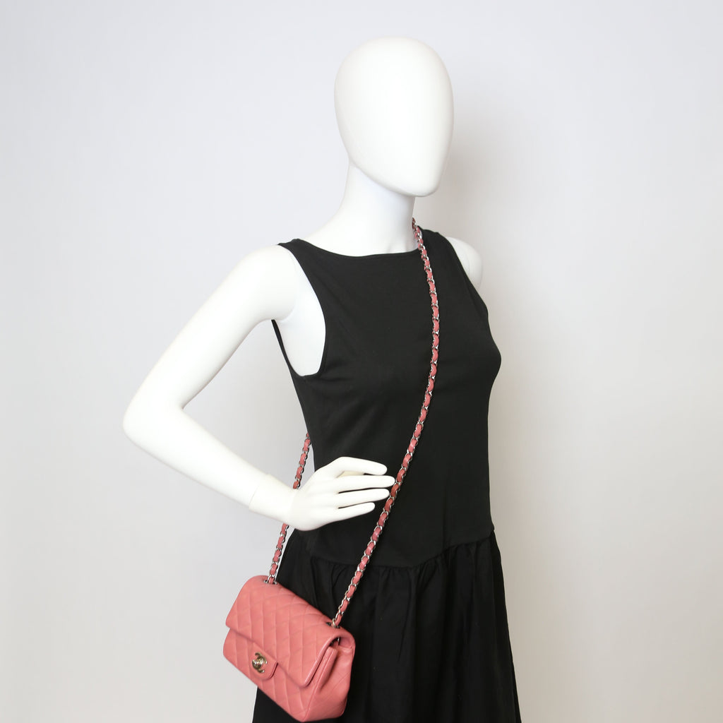 Chanel Classic Flap Mini Rectangle Lambskin Pink 28M