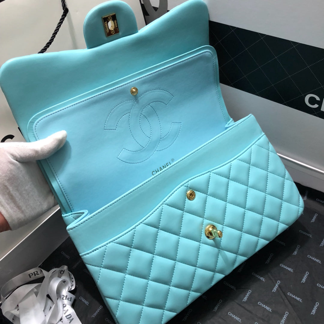 ChanelLarge Classic Handbag Gold Hardware Blue For Women, Women’s Handbags, Shoulder Bags 11.8in/30cm