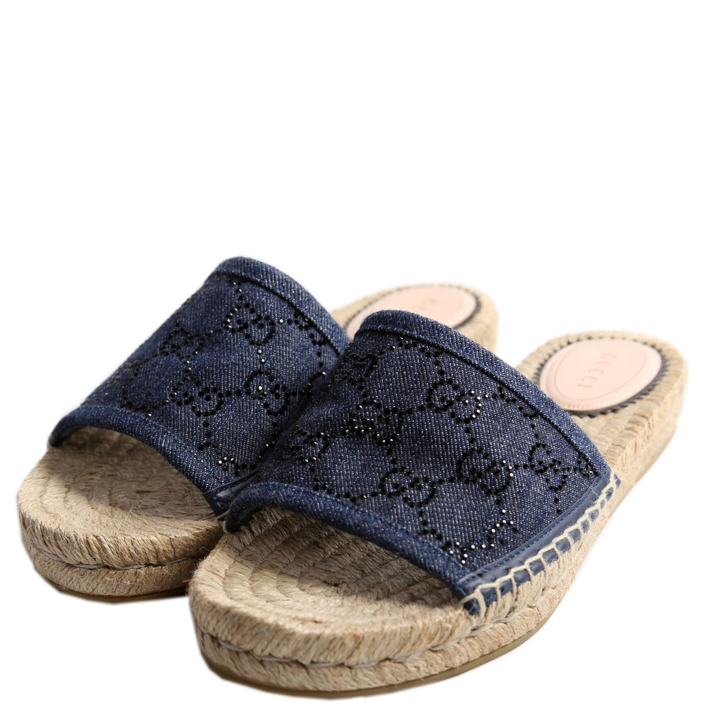 Gucci Pilar GG Denim Espadrilles Size 36 Blue