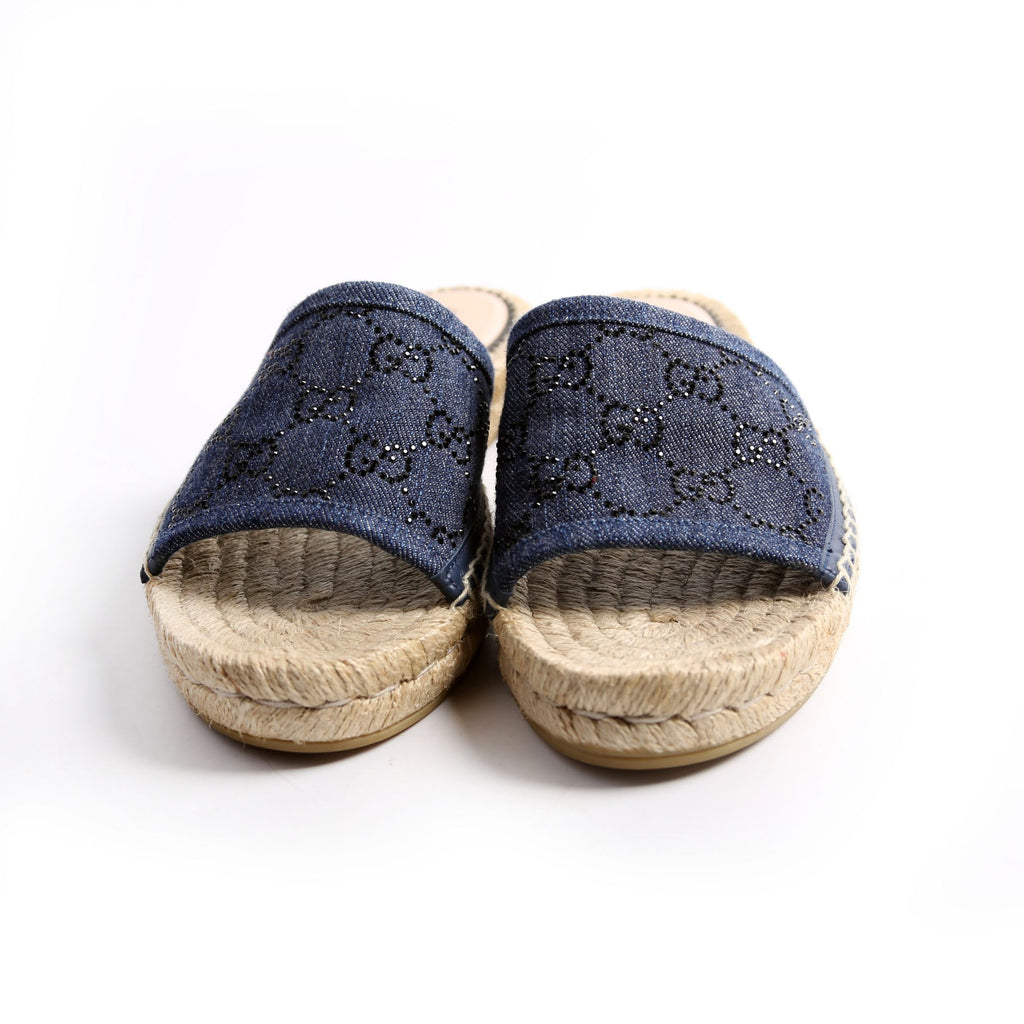 Gucci Pilar GG Denim Espadrilles Size 36 Blue