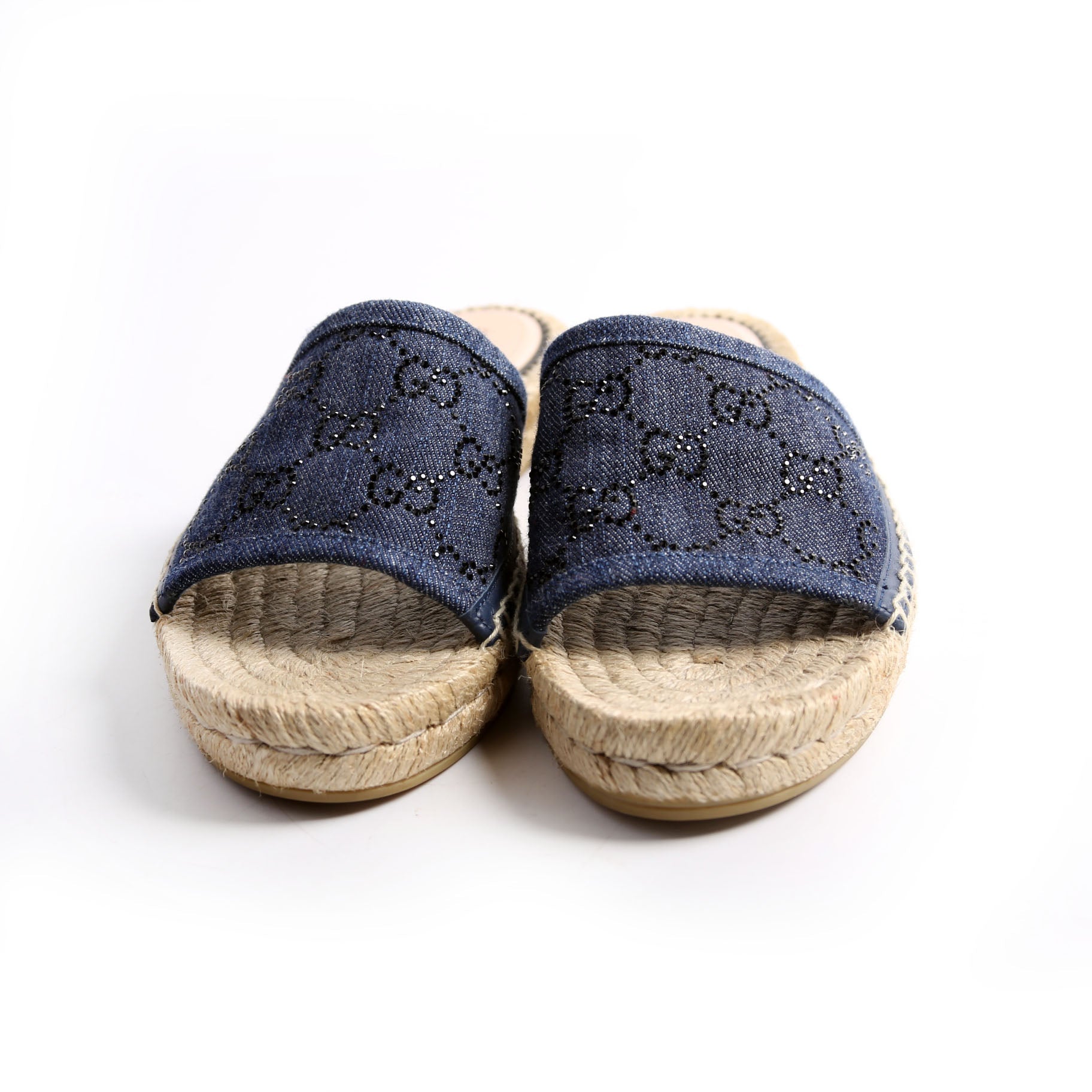 Gucci Pilar GG Denim Espadrilles Size 36 Blue