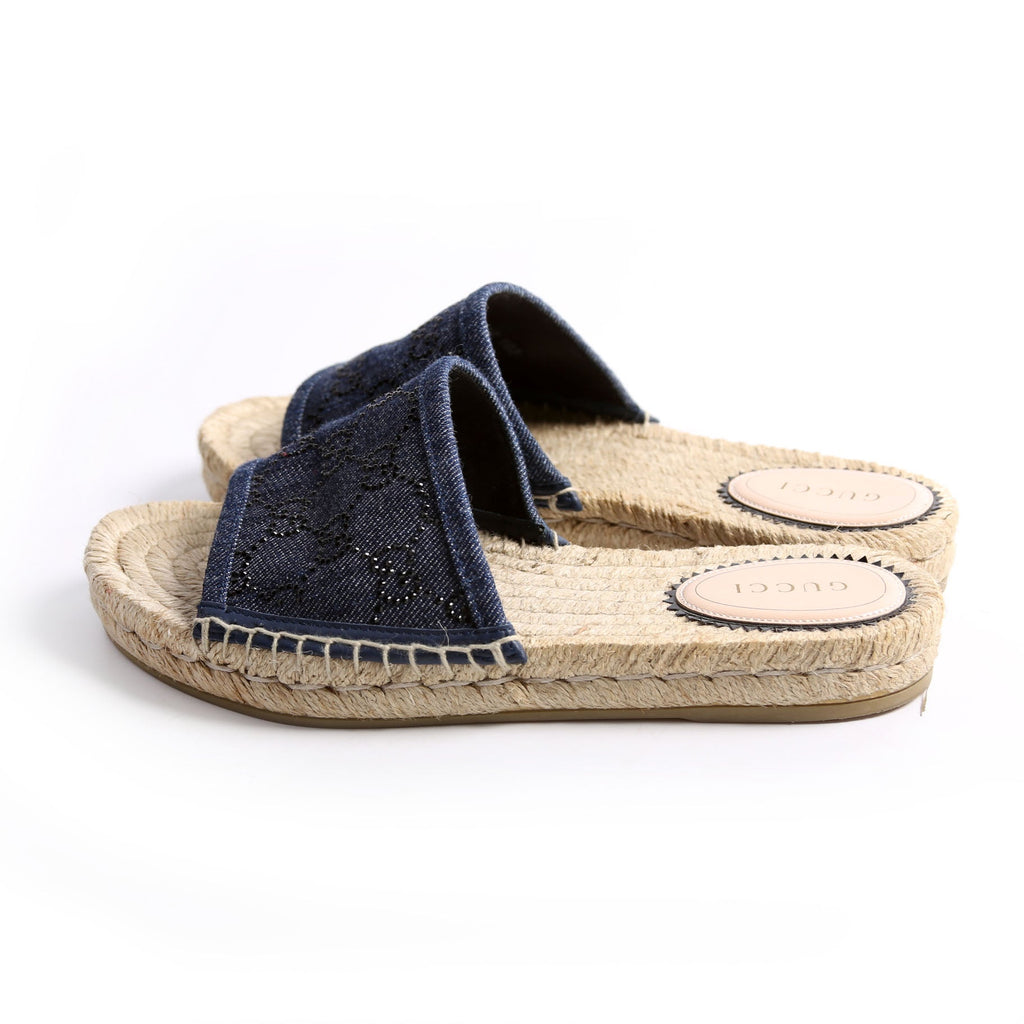 Gucci Pilar GG Denim Espadrilles Size 36 Blue