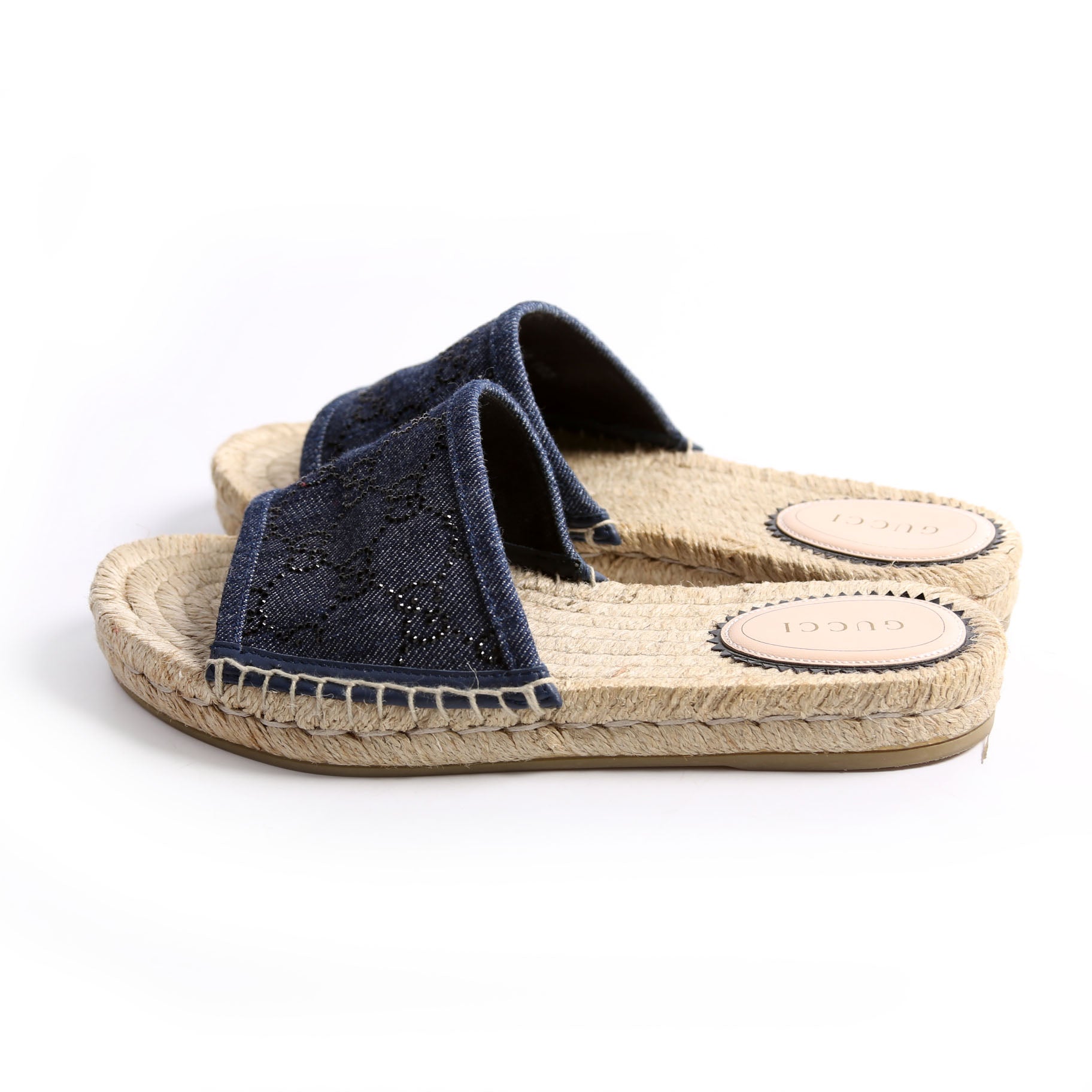 Gucci Pilar GG Denim Espadrilles Size 36 Blue