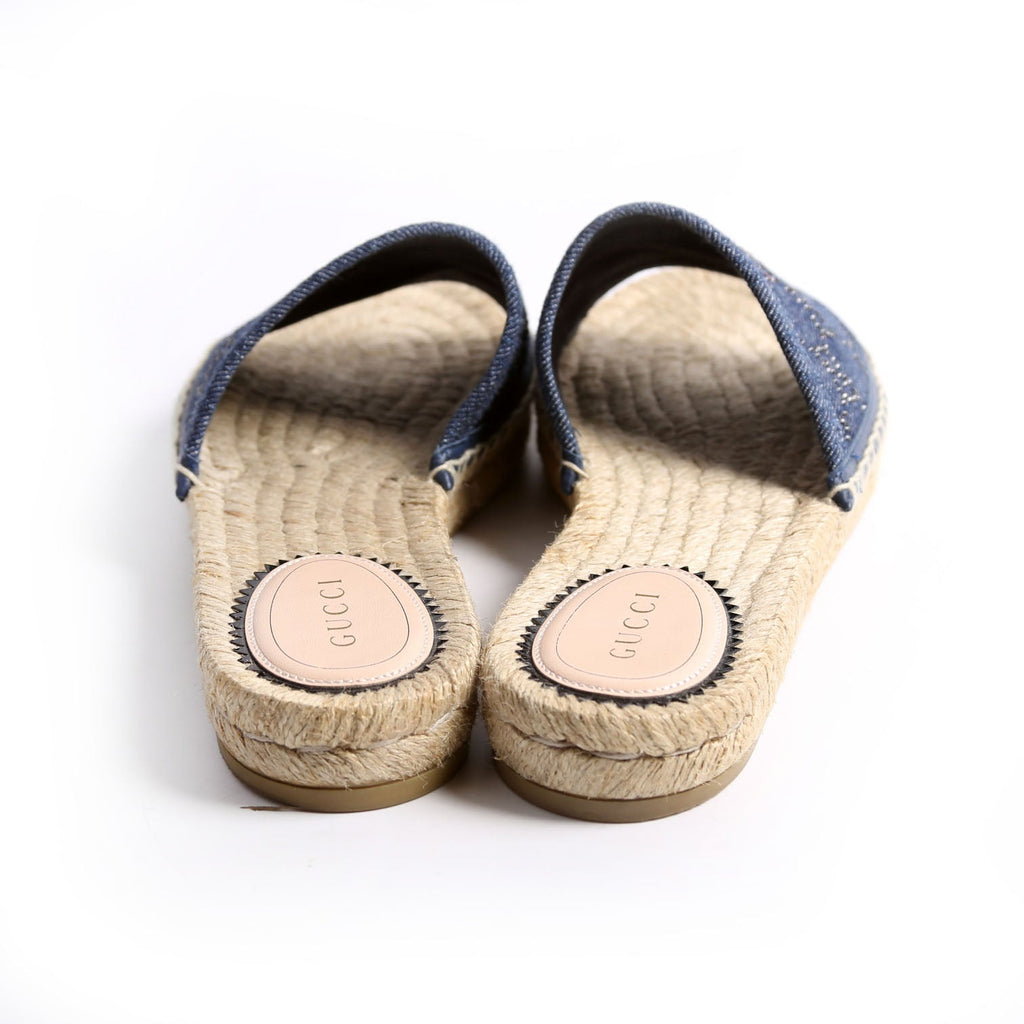 Gucci Pilar GG Denim Espadrilles Size 36 Blue