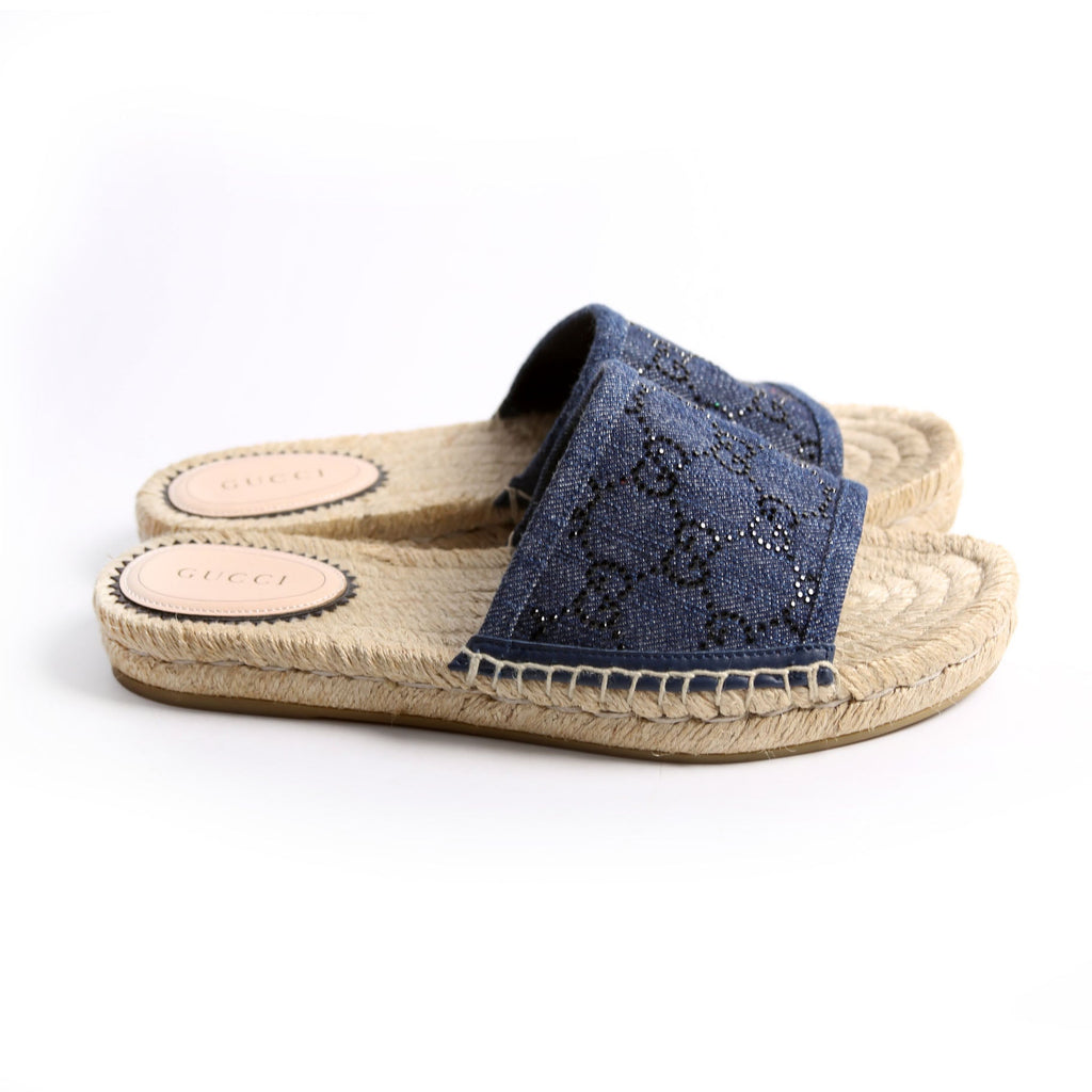 Gucci Pilar GG Denim Espadrilles Size 36 Blue
