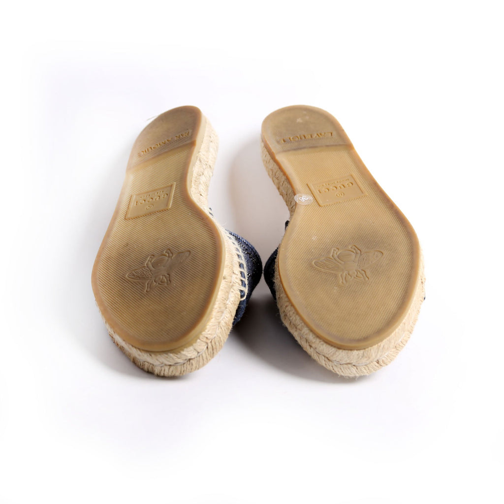 Gucci Pilar GG Denim Espadrilles Size 36 Blue
