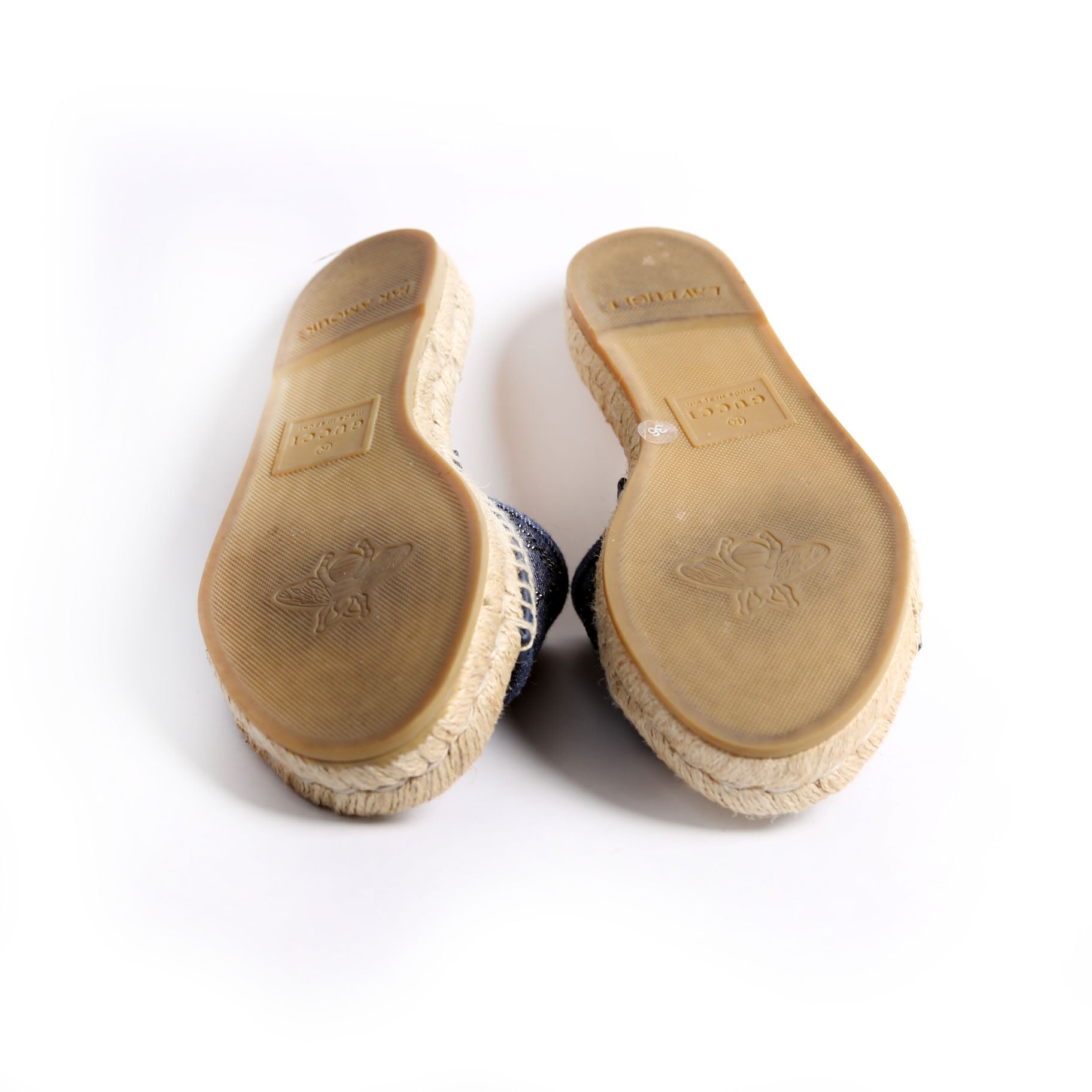 Gucci Pilar GG Denim Espadrilles Size 36 Blue