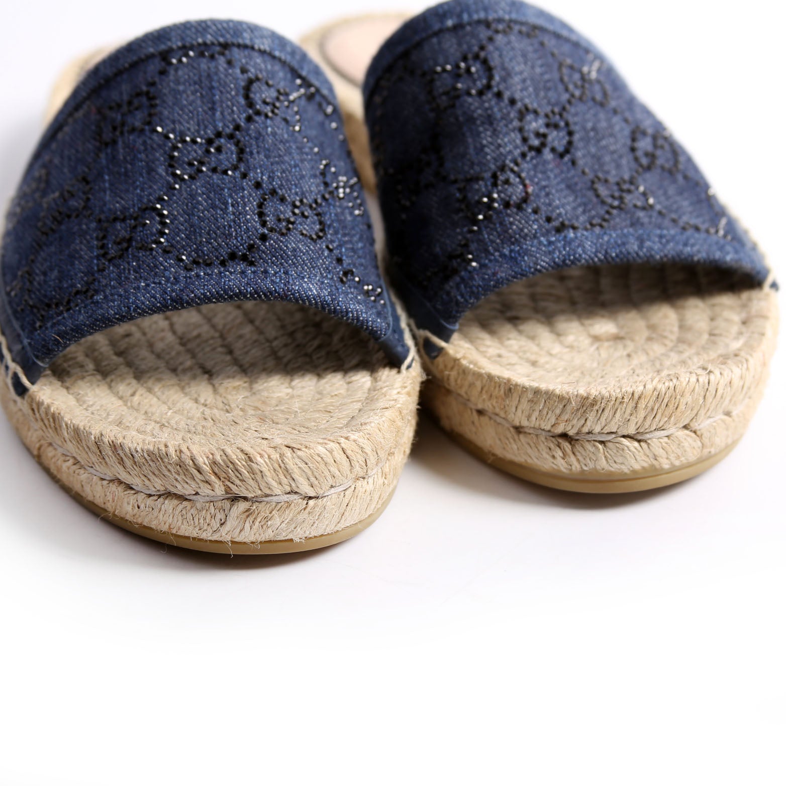 Gucci Pilar GG Denim Espadrilles Size 36 Blue