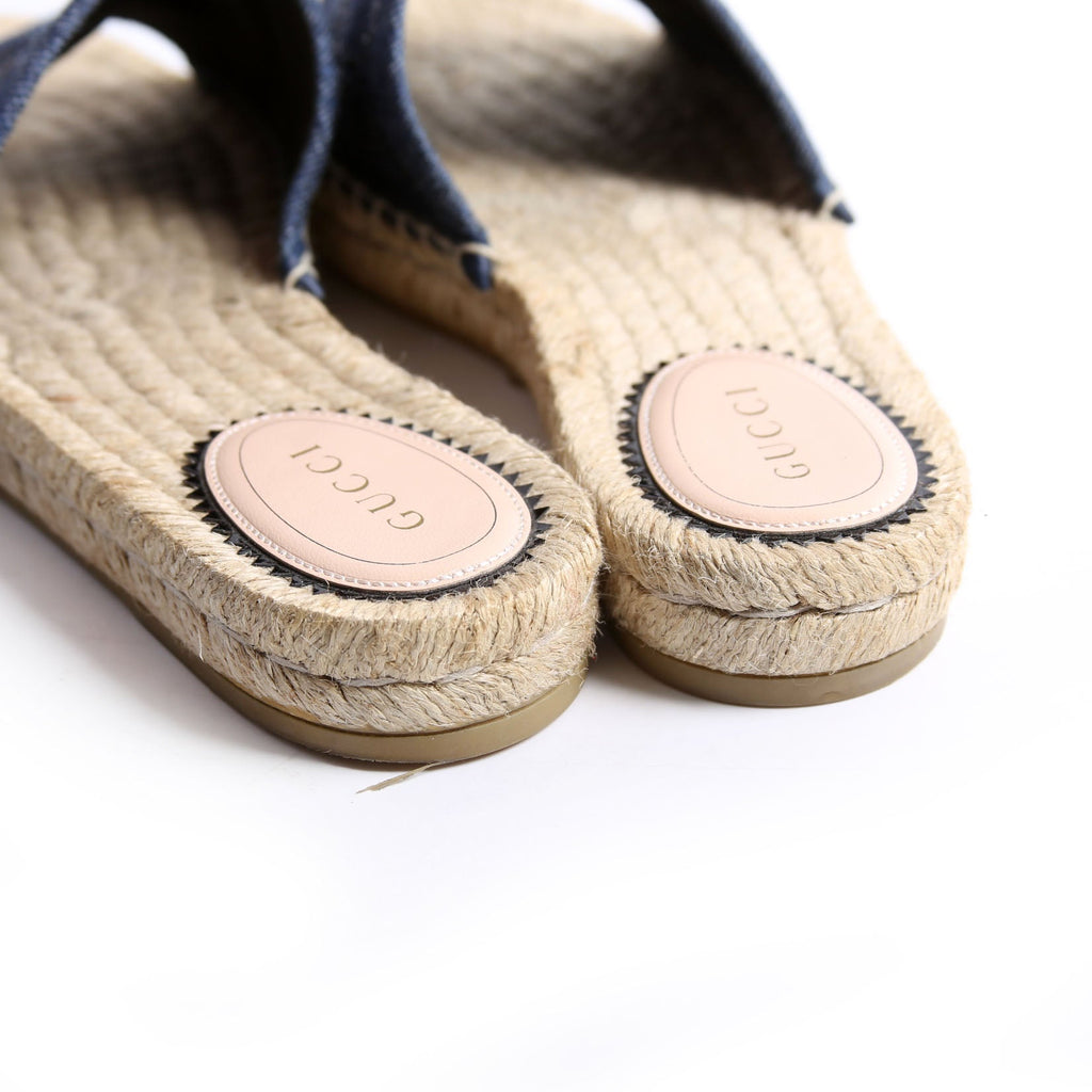 Gucci Pilar GG Denim Espadrilles Size 36 Blue