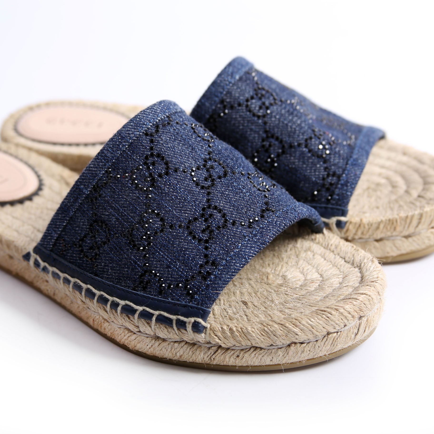 Gucci Pilar GG Denim Espadrilles Size 36 Blue