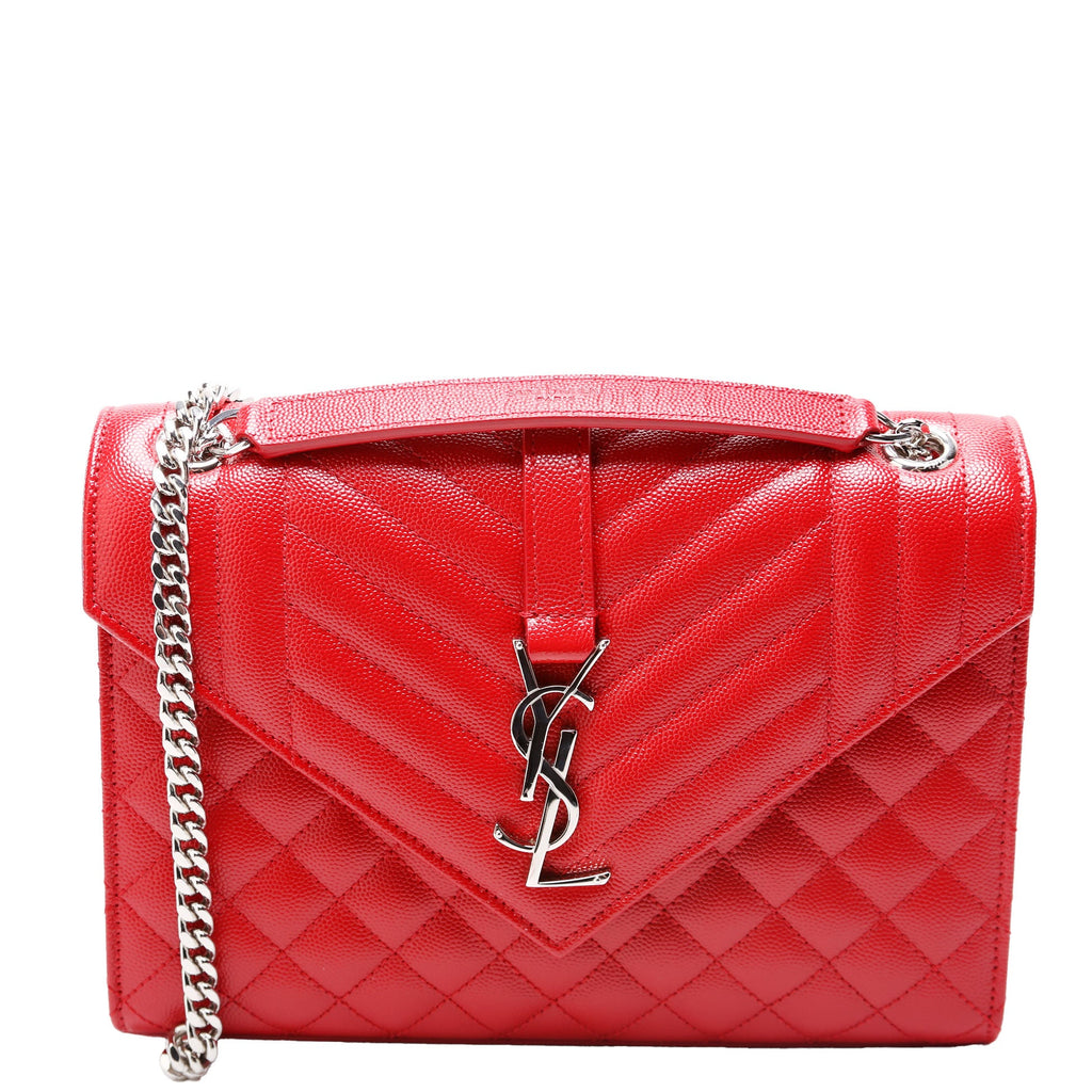 Saint Laurent Envelope Medium Tri-Quilt 600185/487206 Red
