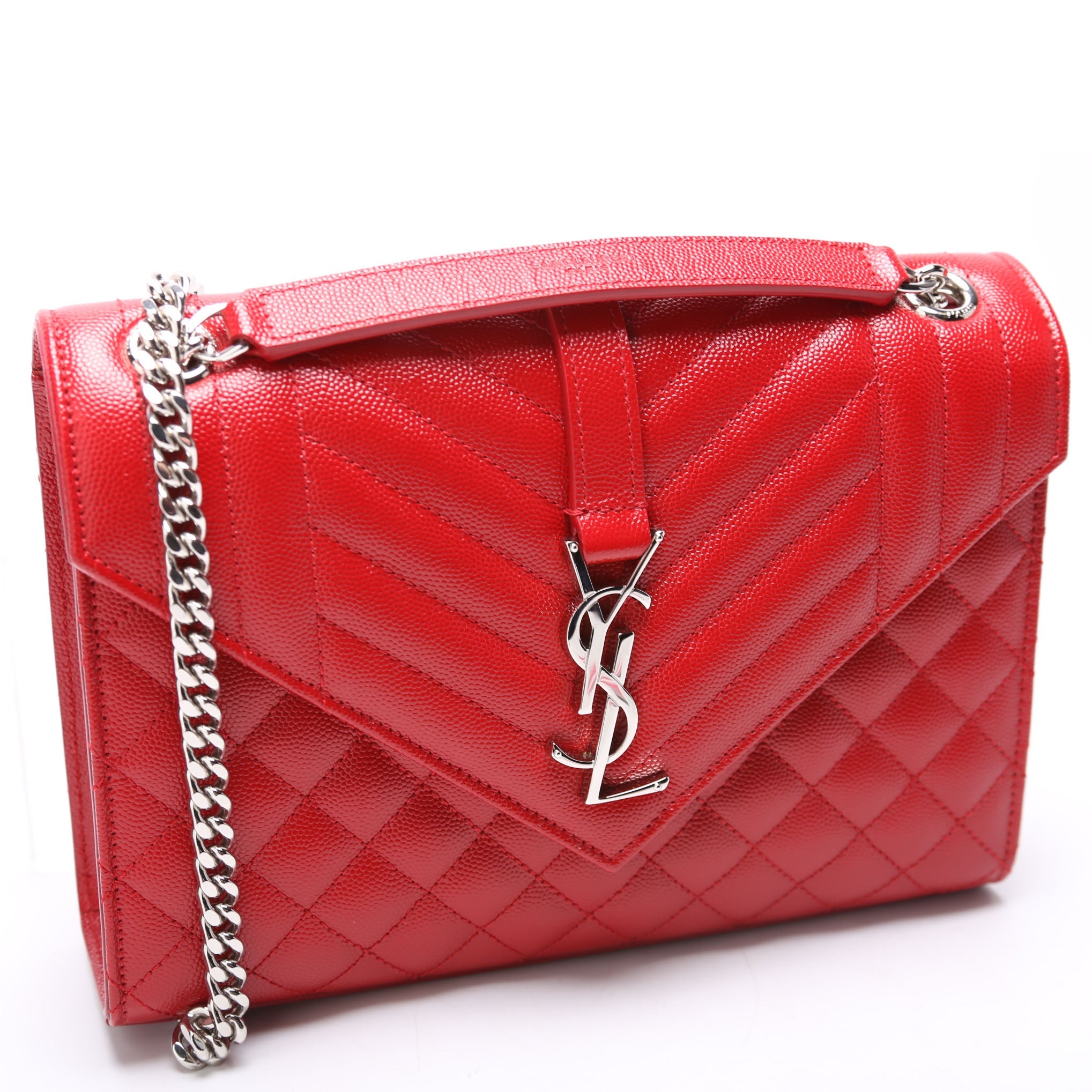 Saint Laurent Envelope Medium Tri-Quilt 600185/487206 Red