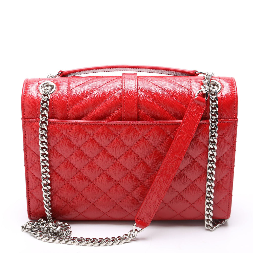 Saint Laurent Envelope Medium Tri-Quilt 600185/487206 Red