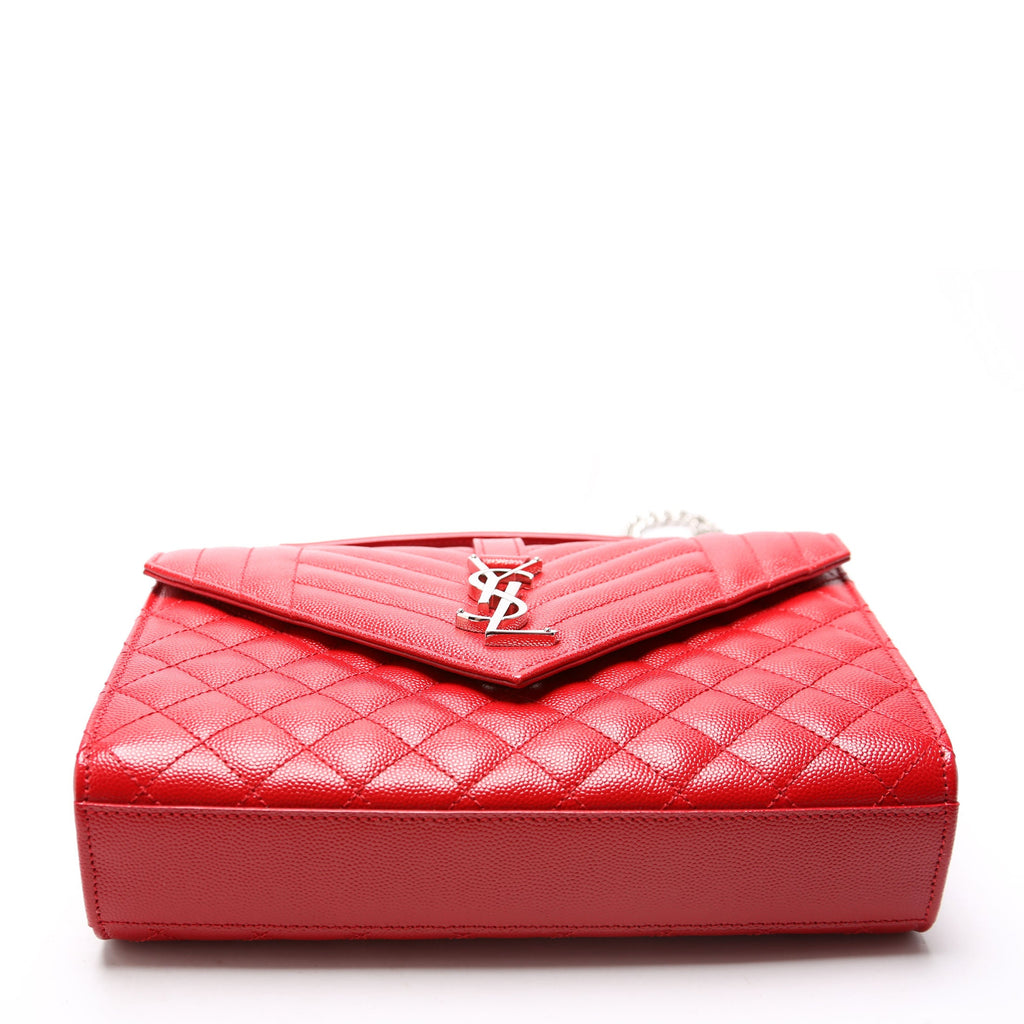 Saint Laurent Envelope Medium Tri-Quilt 600185/487206 Red