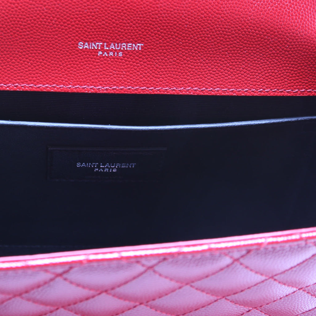 Saint Laurent Envelope Medium Tri-Quilt 600185/487206 Red