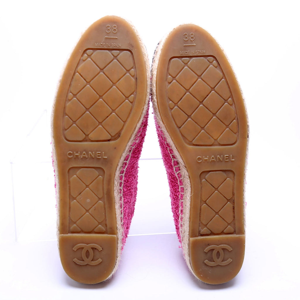 Chanel CC Cap Toe Espadrilles Terry Cloth Size 38