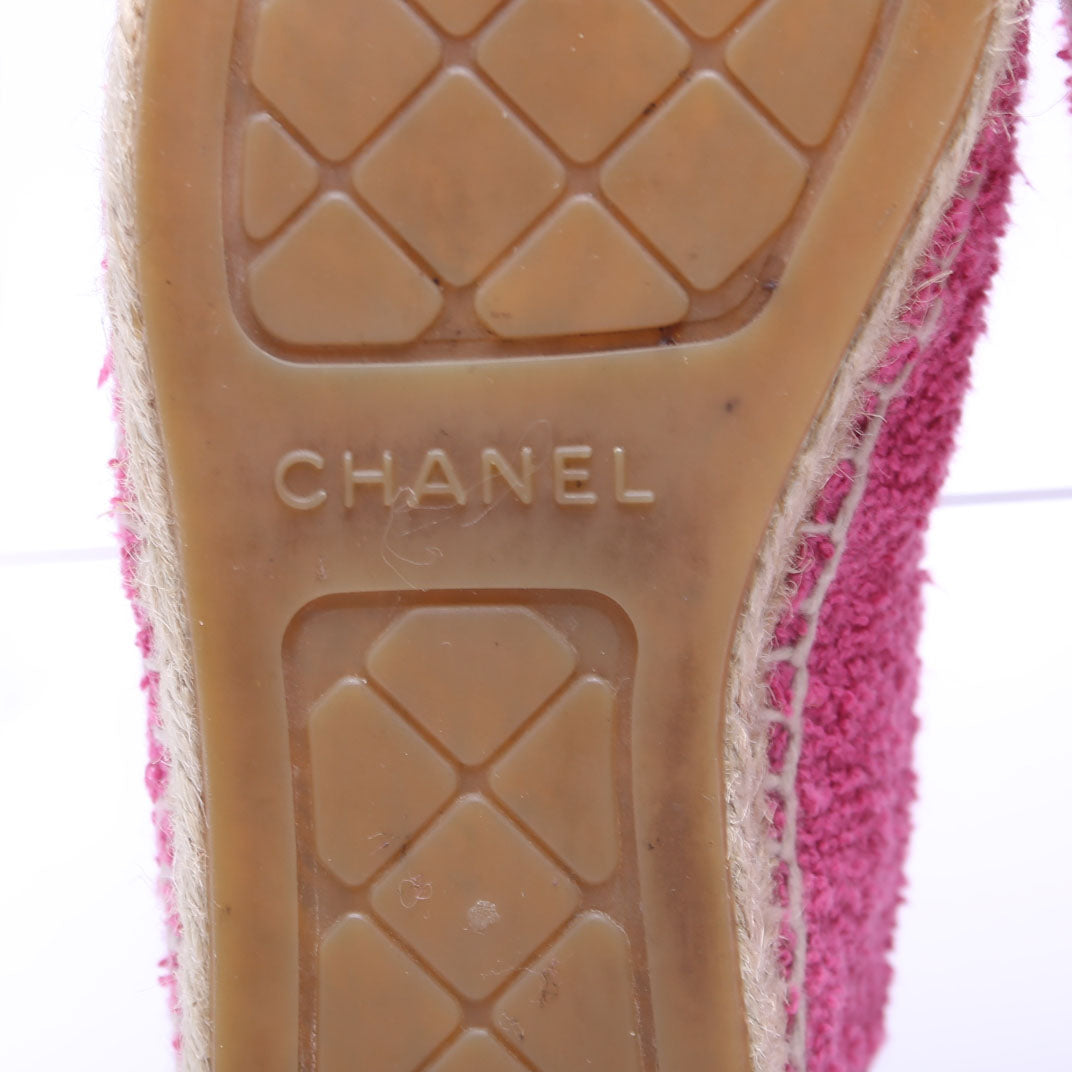 Chanel CC Cap Toe Espadrilles Terry Cloth Size 38