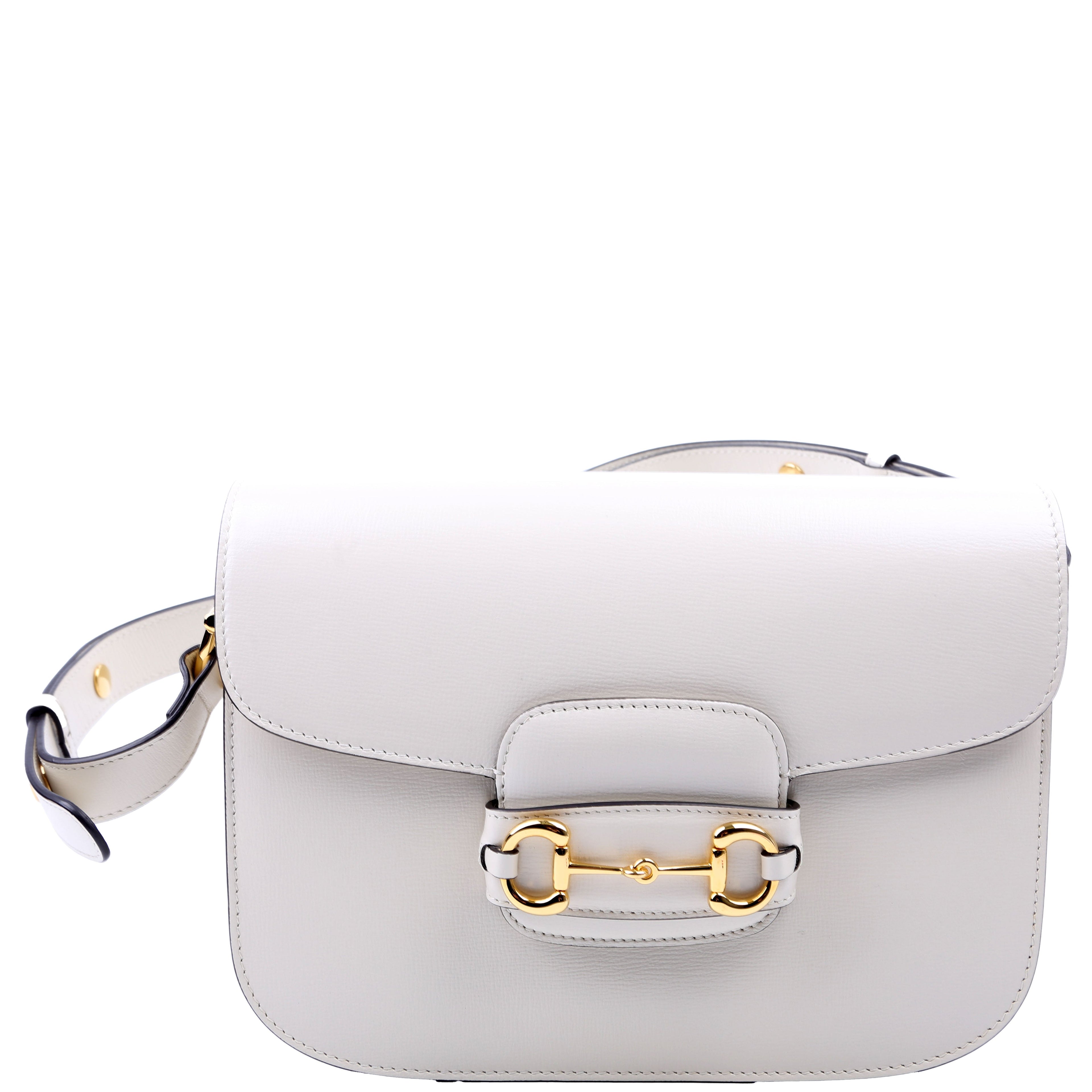 Gucci 602204 Horsebit 1955 Leather Shoulder Bag White