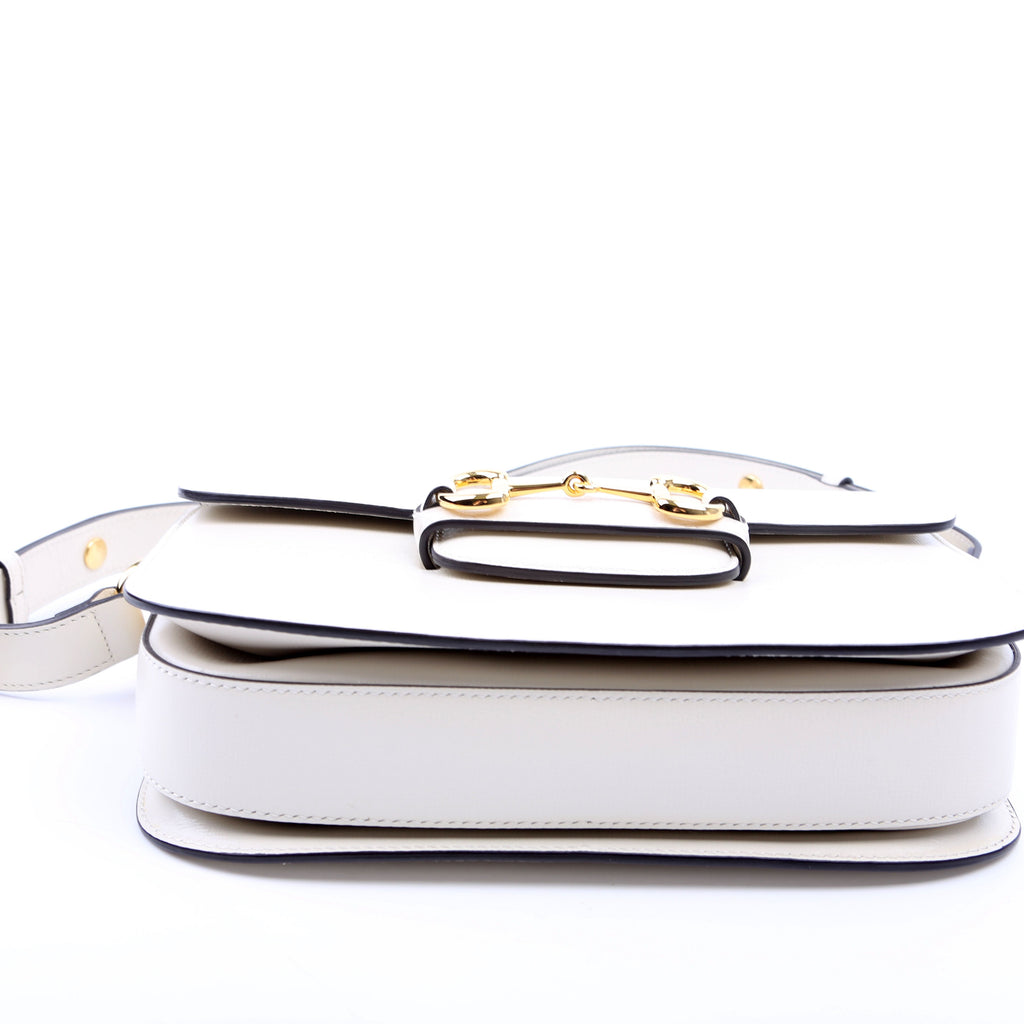 Gucci 602204 Horsebit 1955 Leather Shoulder Bag White