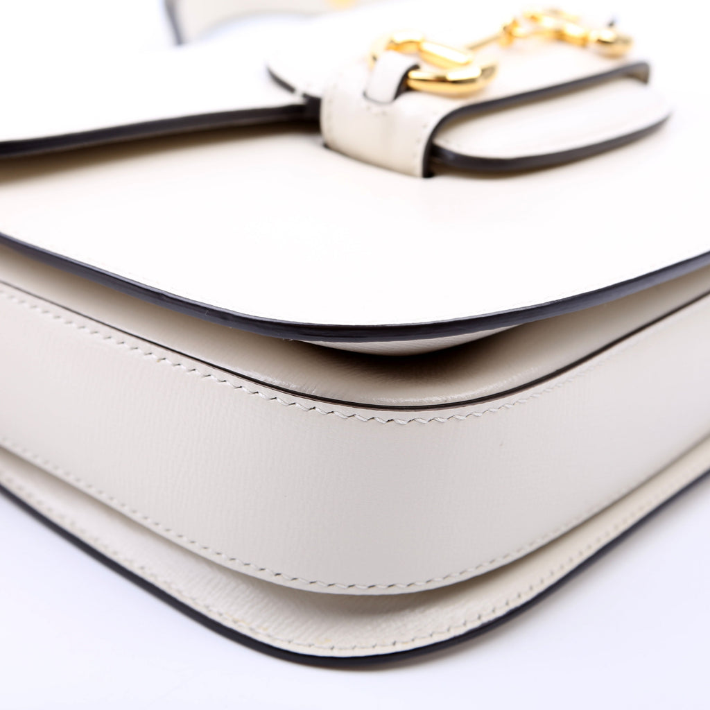 Gucci 602204 Horsebit 1955 Leather Shoulder Bag White