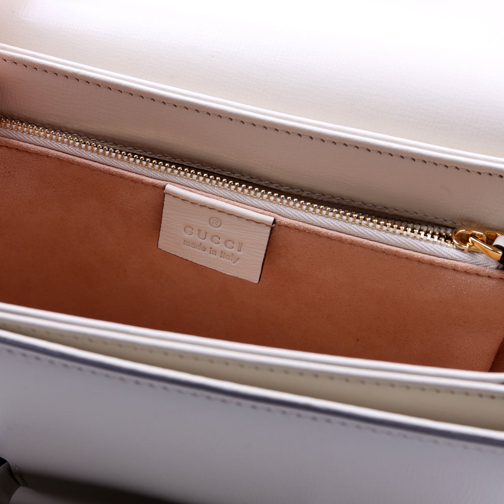 Gucci 602204 Horsebit 1955 Leather Shoulder Bag White