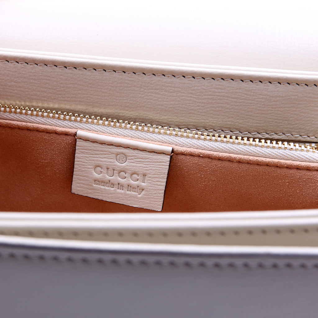 Gucci 602204 Horsebit 1955 Leather Shoulder Bag White