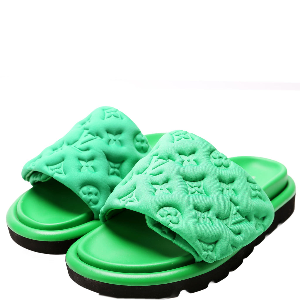 Louis Vuitton Tech Fabric Pool Pillow Comfort Mules Size 36 Green
