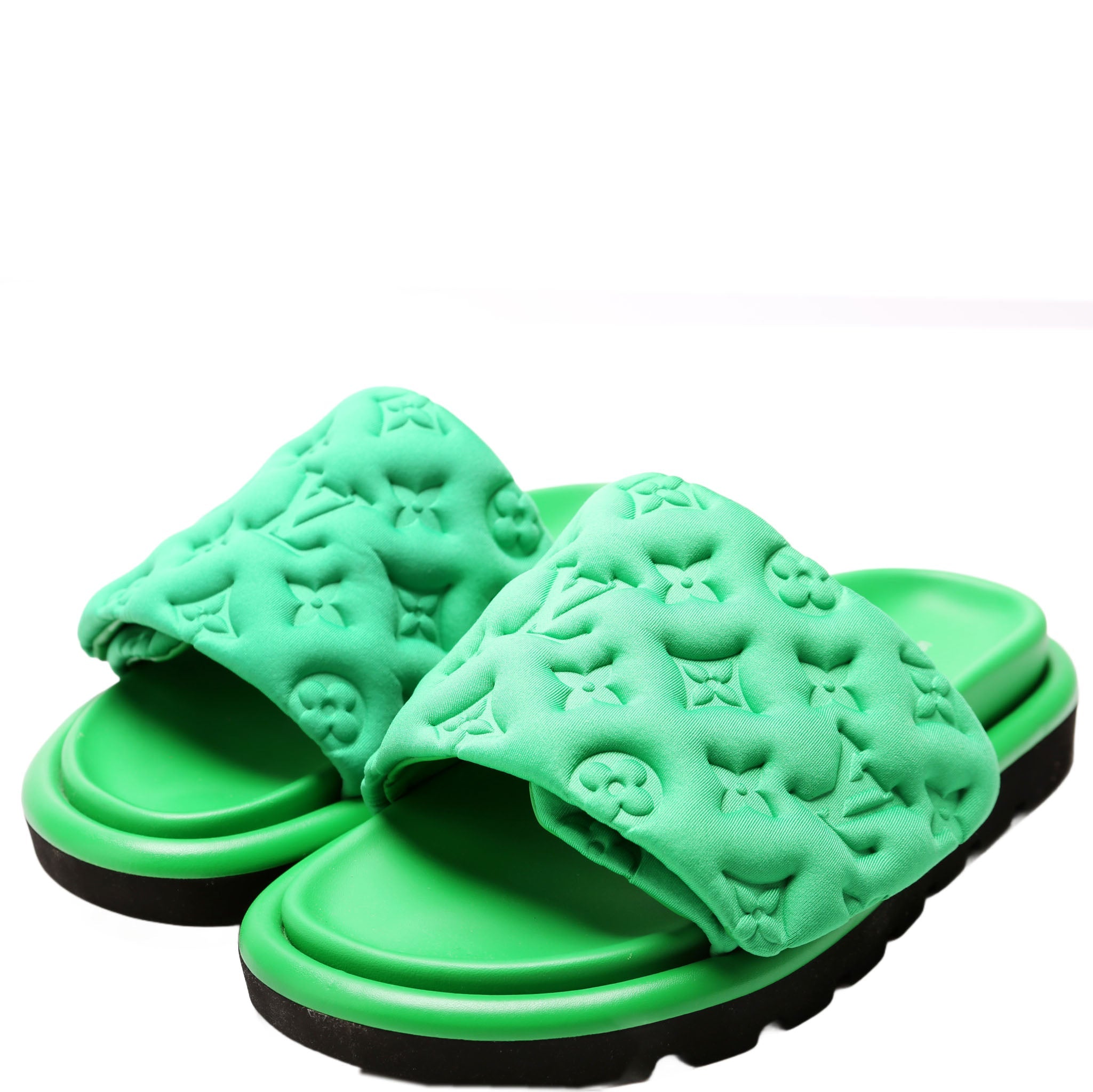 Louis Vuitton Tech Fabric Pool Pillow Comfort Mules Size 36 Green