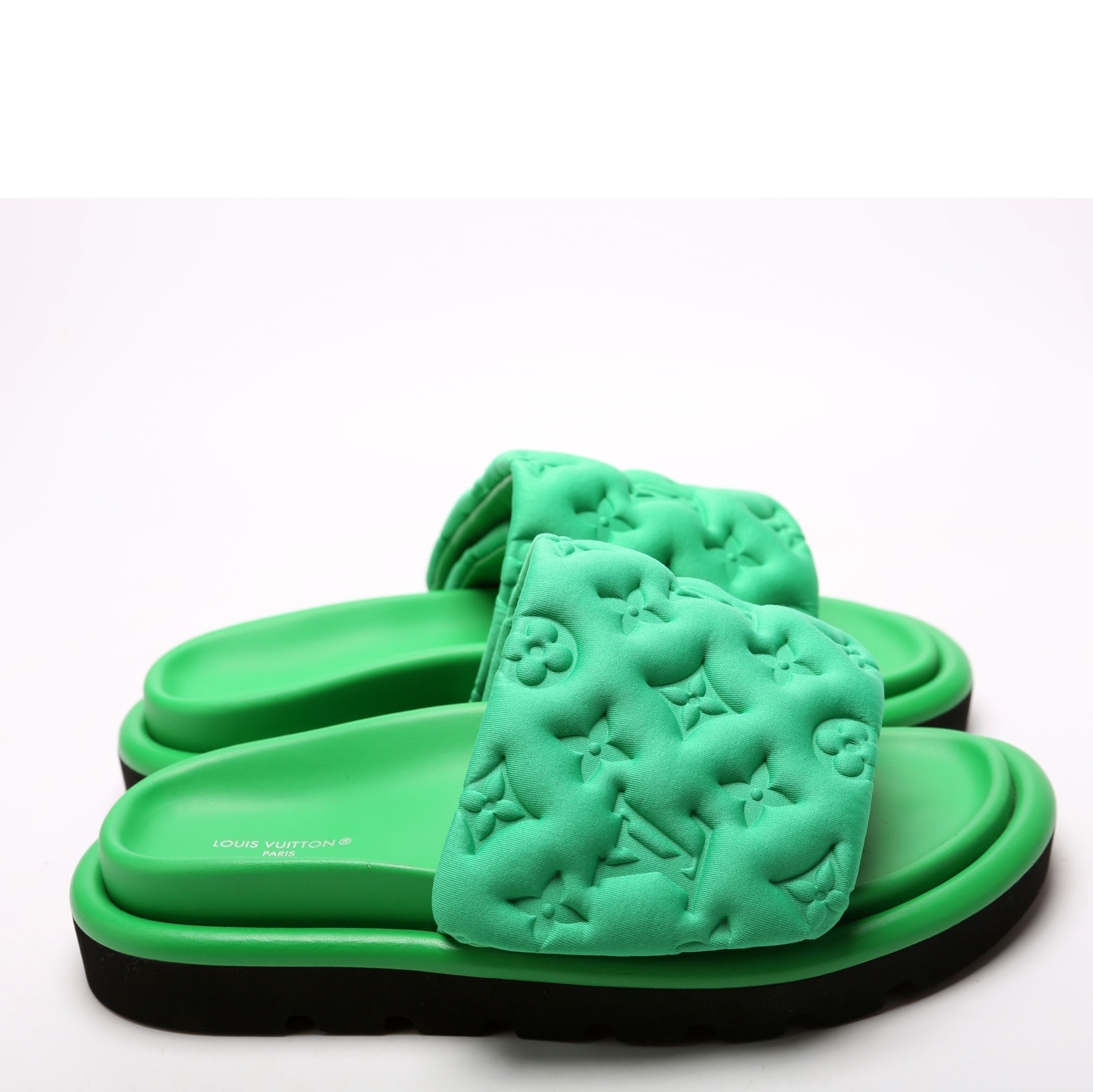 Louis Vuitton Tech Fabric Pool Pillow Comfort Mules Size 36 Green