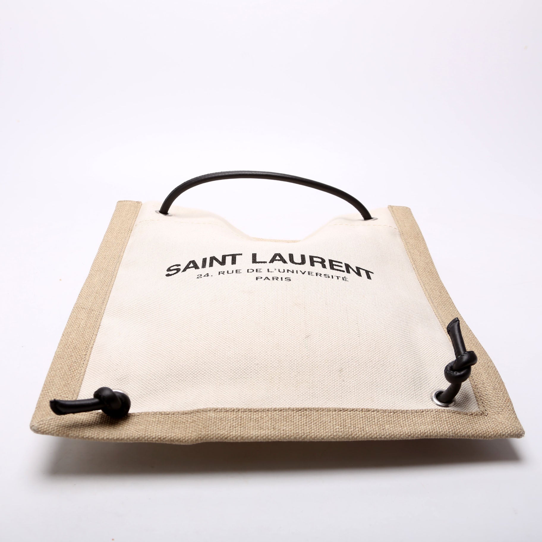 Saint Laurent Rive Gauche Backpack Linen/Calfskin