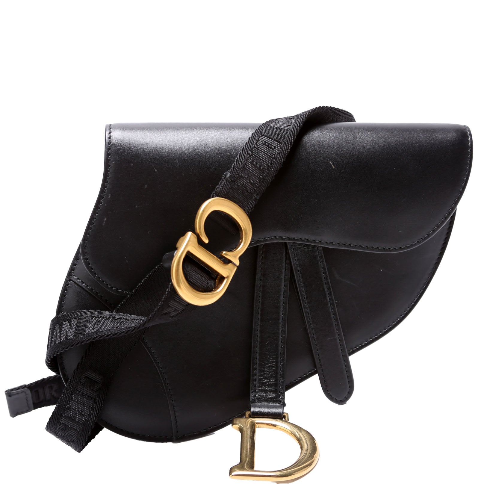 Christian Dior Saddle Pouch Belt Bag Smooth Calfskin Black