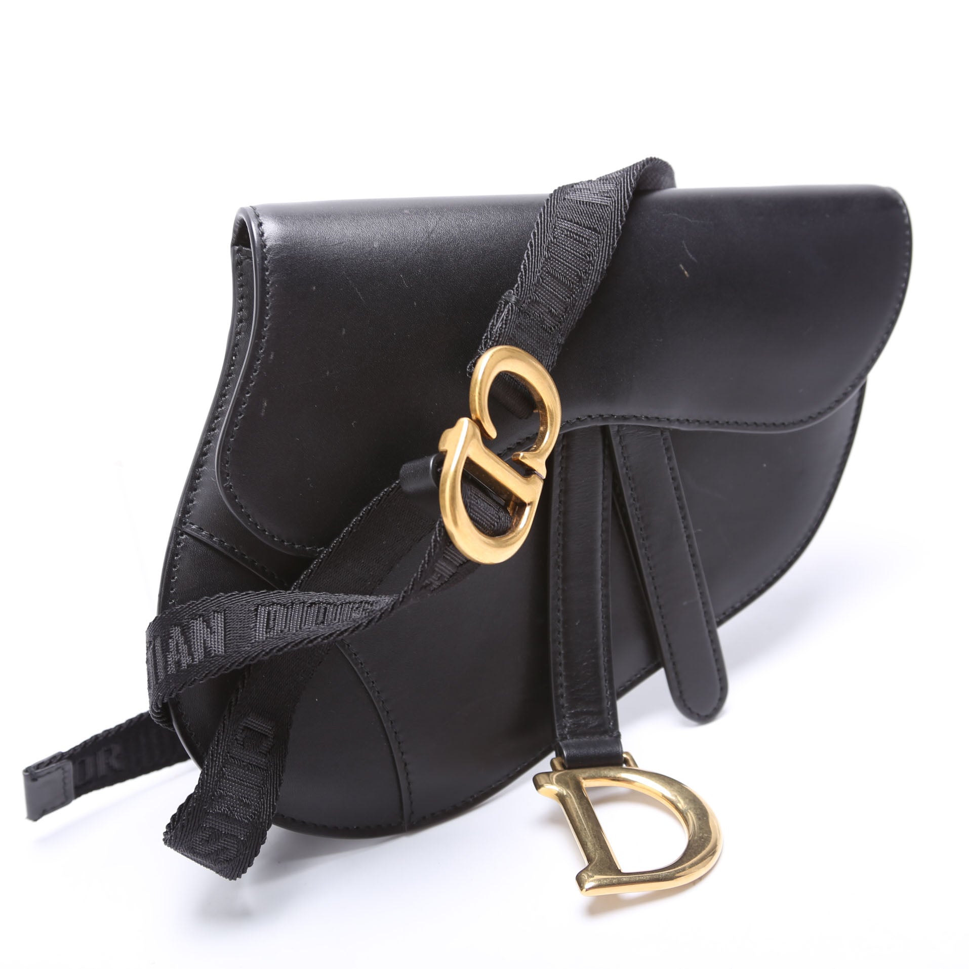 Christian Dior Saddle Pouch Belt Bag Smooth Calfskin Black