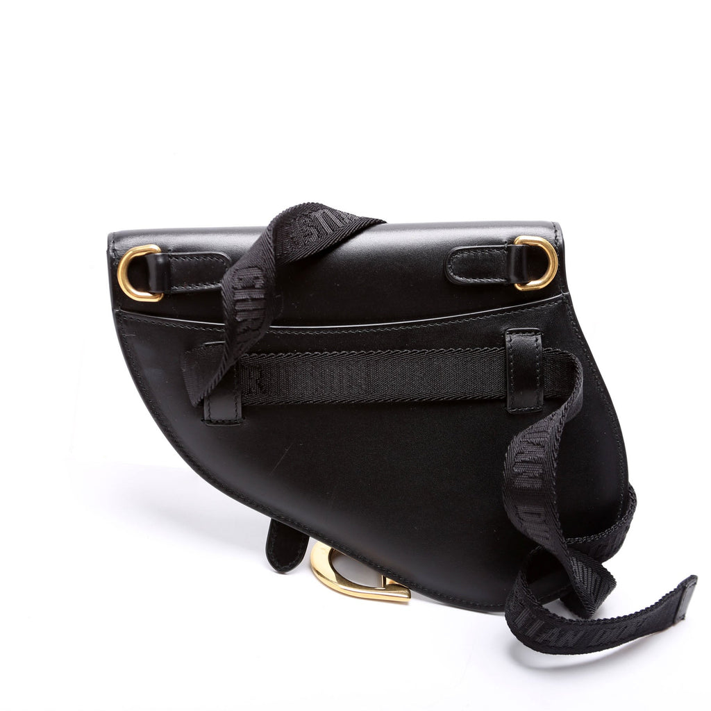 Christian Dior Saddle Pouch Belt Bag Smooth Calfskin Black