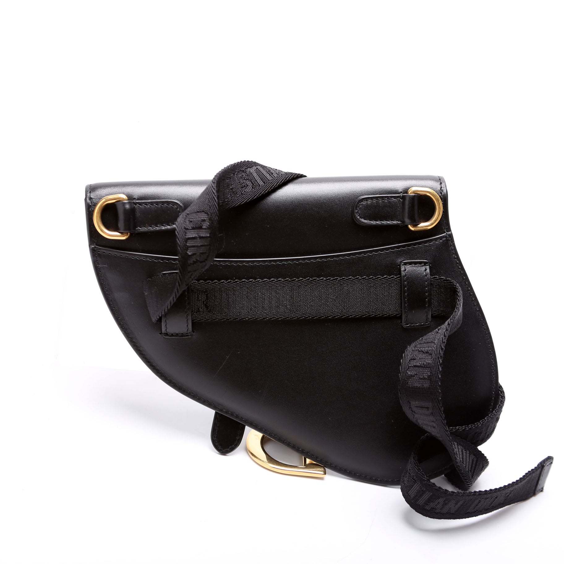 Christian Dior Saddle Pouch Belt Bag Smooth Calfskin Black