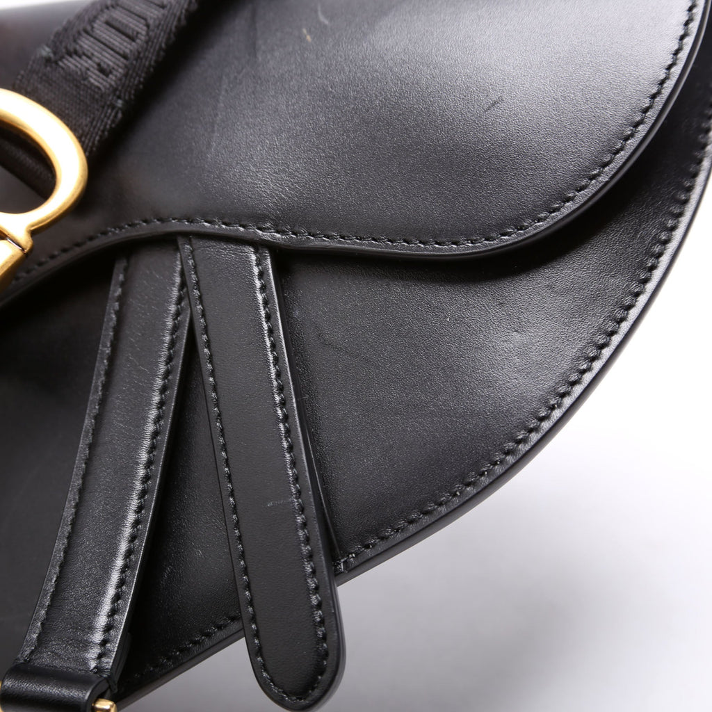 Christian Dior Saddle Pouch Belt Bag Smooth Calfskin Black