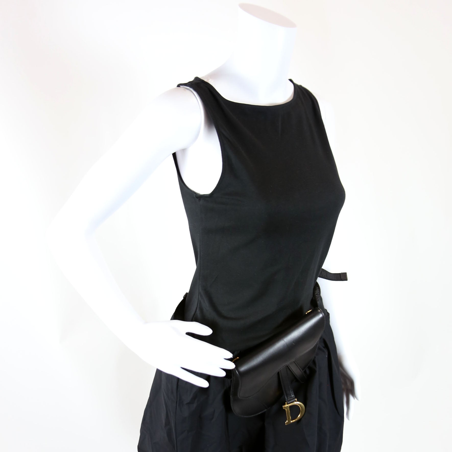 Christian Dior Saddle Pouch Belt Bag Smooth Calfskin Black