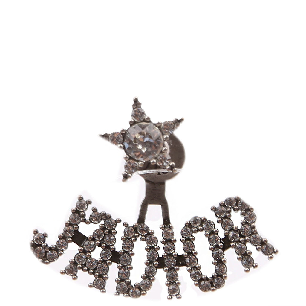 Christian Dior J'Adior Crystal Single Stud Earrings Gunmetal