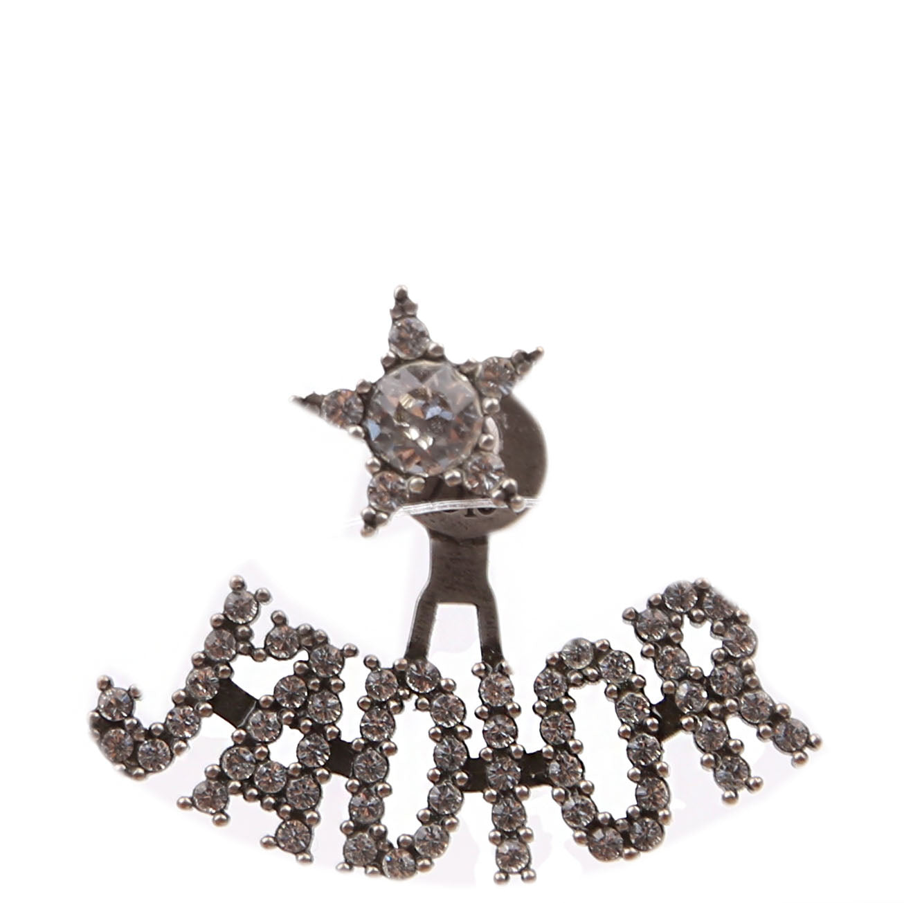 Christian Dior J'Adior Crystal Single Stud Earrings Gunmetal