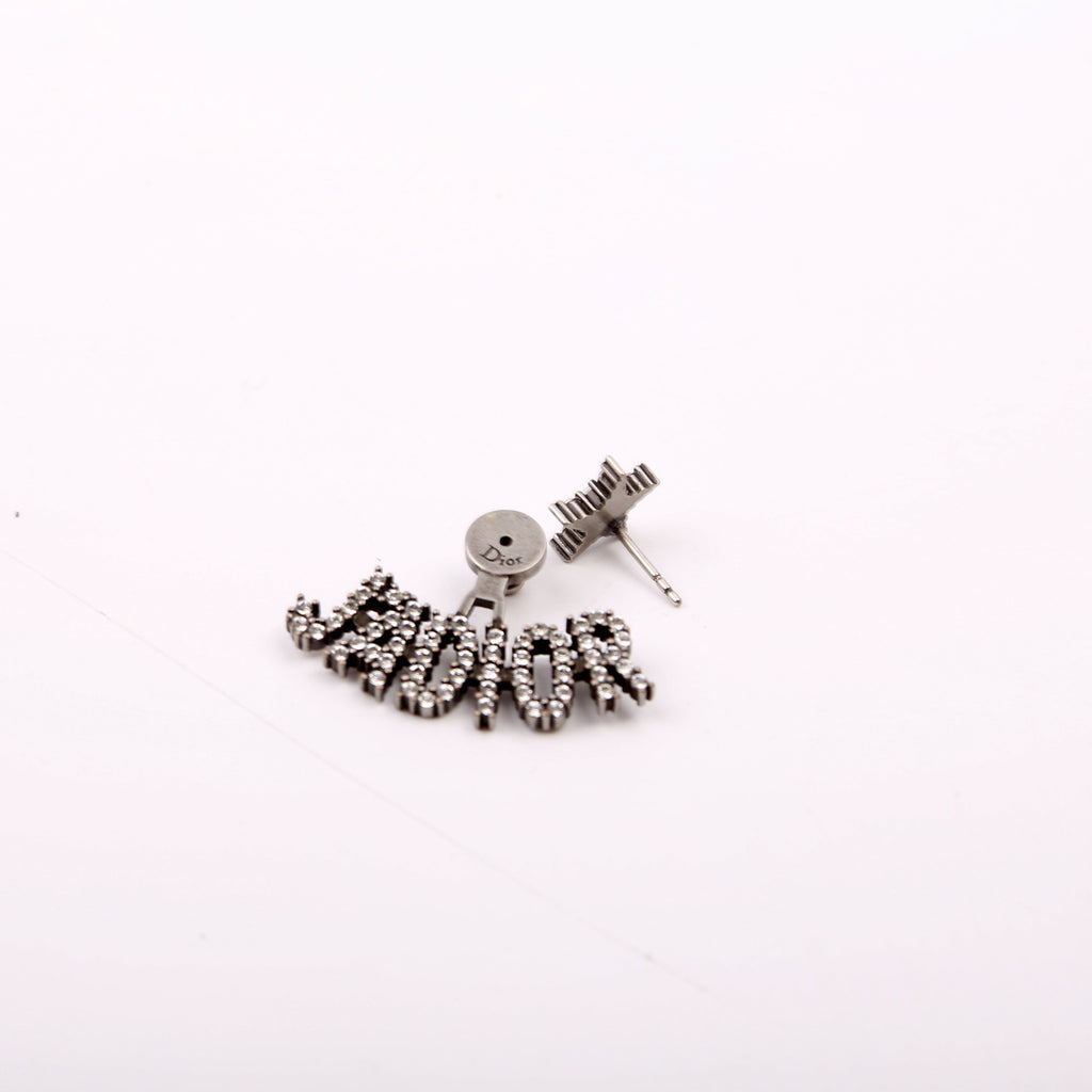 Christian Dior J'Adior Crystal Single Stud Earrings Gunmetal