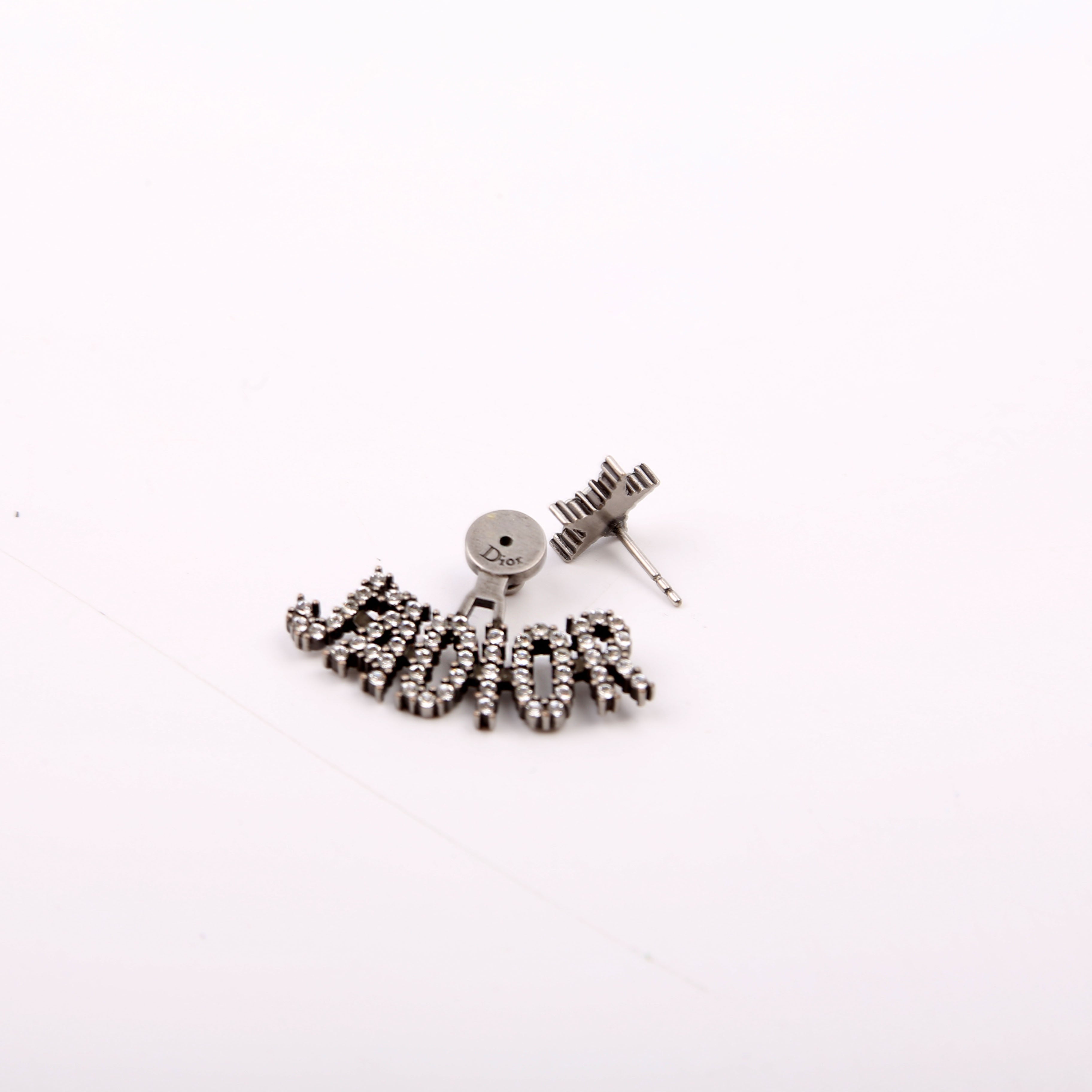 Christian Dior J'Adior Crystal Single Stud Earrings Gunmetal