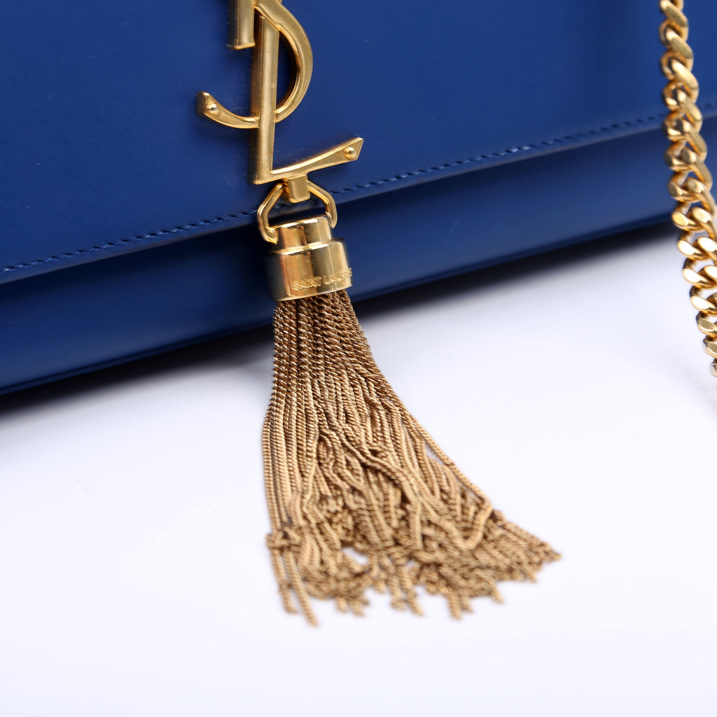 Saint Laurent Kate Tassel Satchel Medium Blue