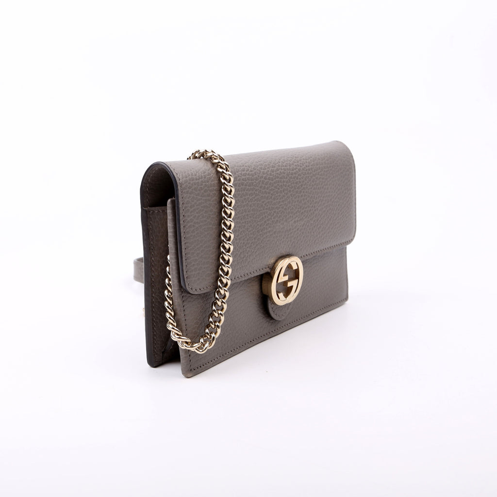 Gucci 510314 Interlocking G Chain Wallet Grey