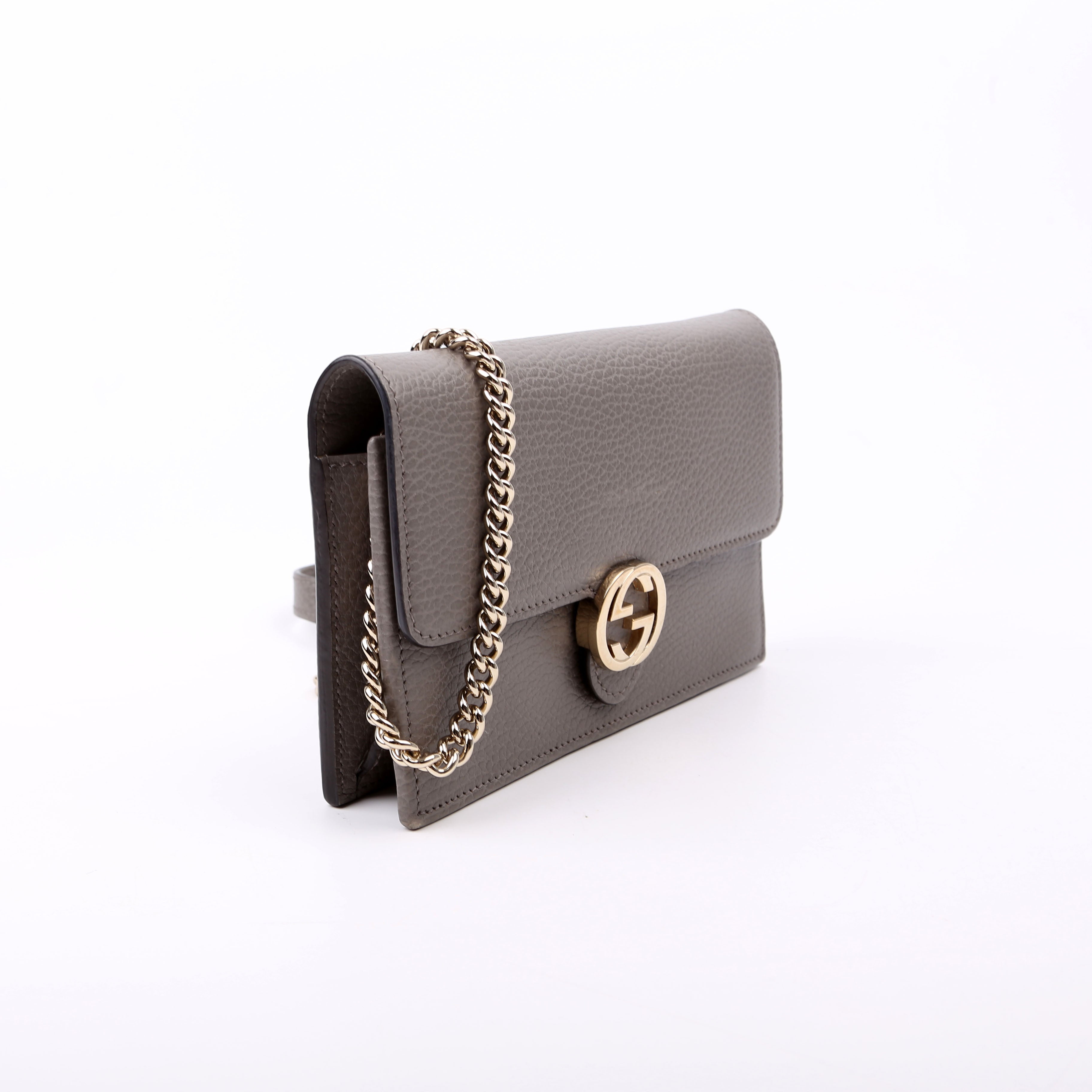 Gucci 510314 Interlocking G Chain Wallet Grey