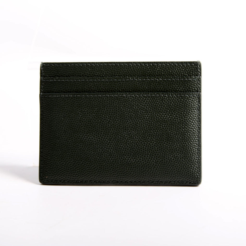 Saint Laurent 375946 Paris Grain Leather Card Holder Green