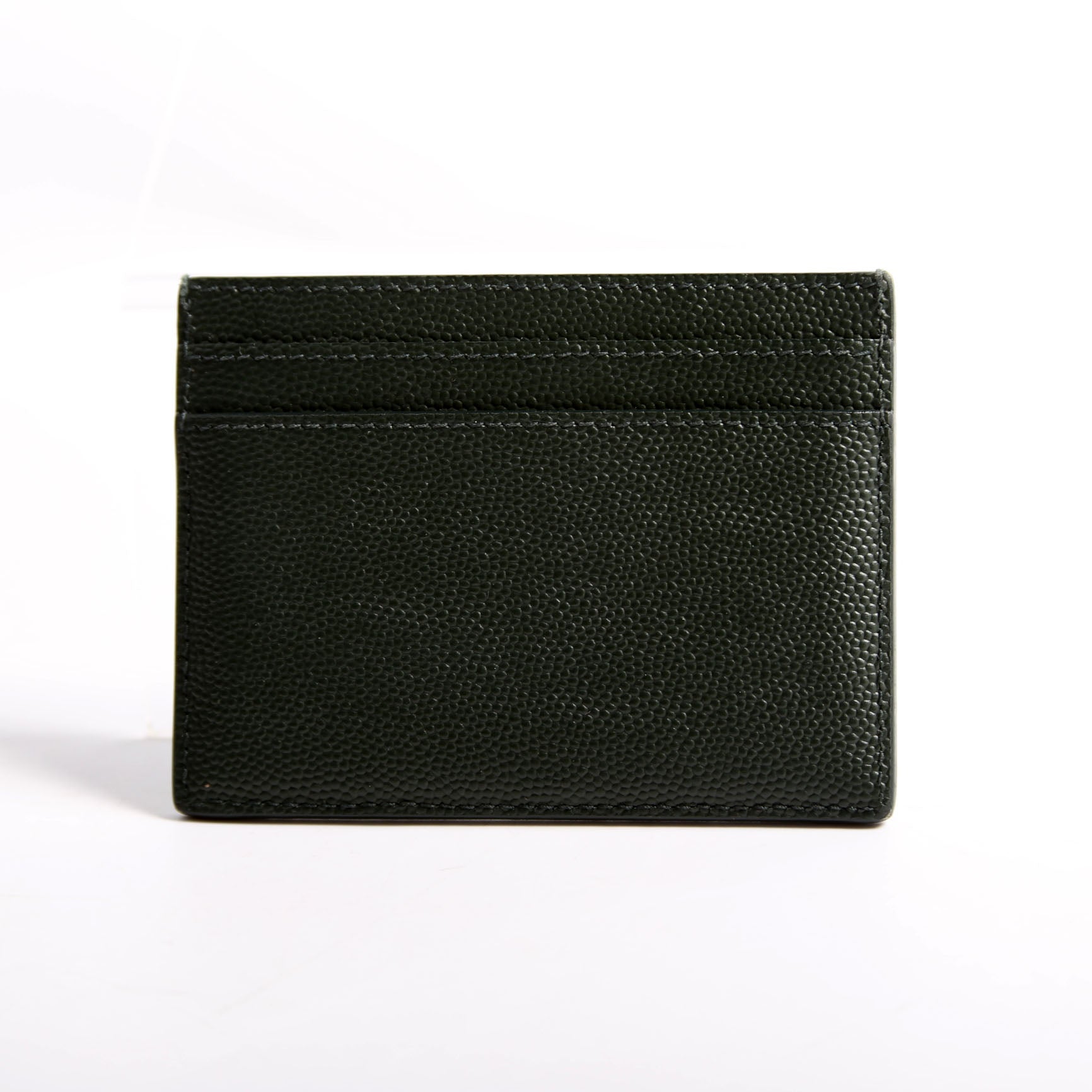 Saint Laurent 375946 Paris Grain Leather Card Holder Green