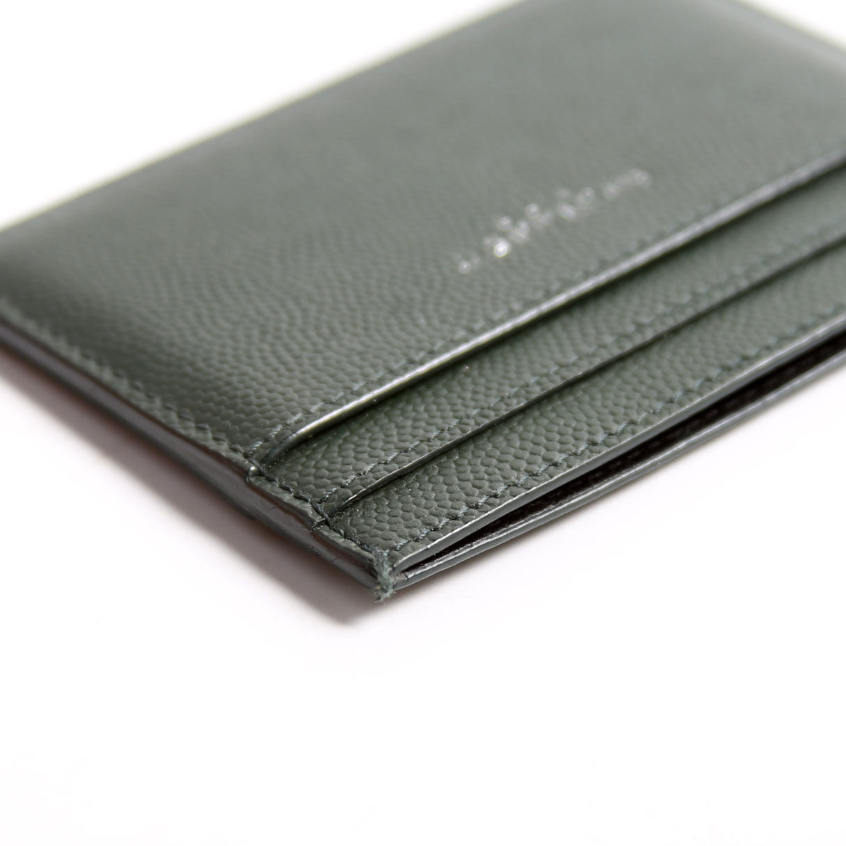 Saint Laurent 375946 Paris Grain Leather Card Holder Green