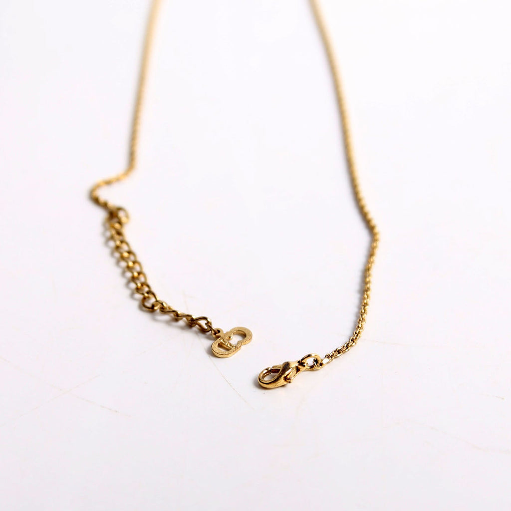 Christian Dior Vintage Circle CD Pendant Necklace Gold