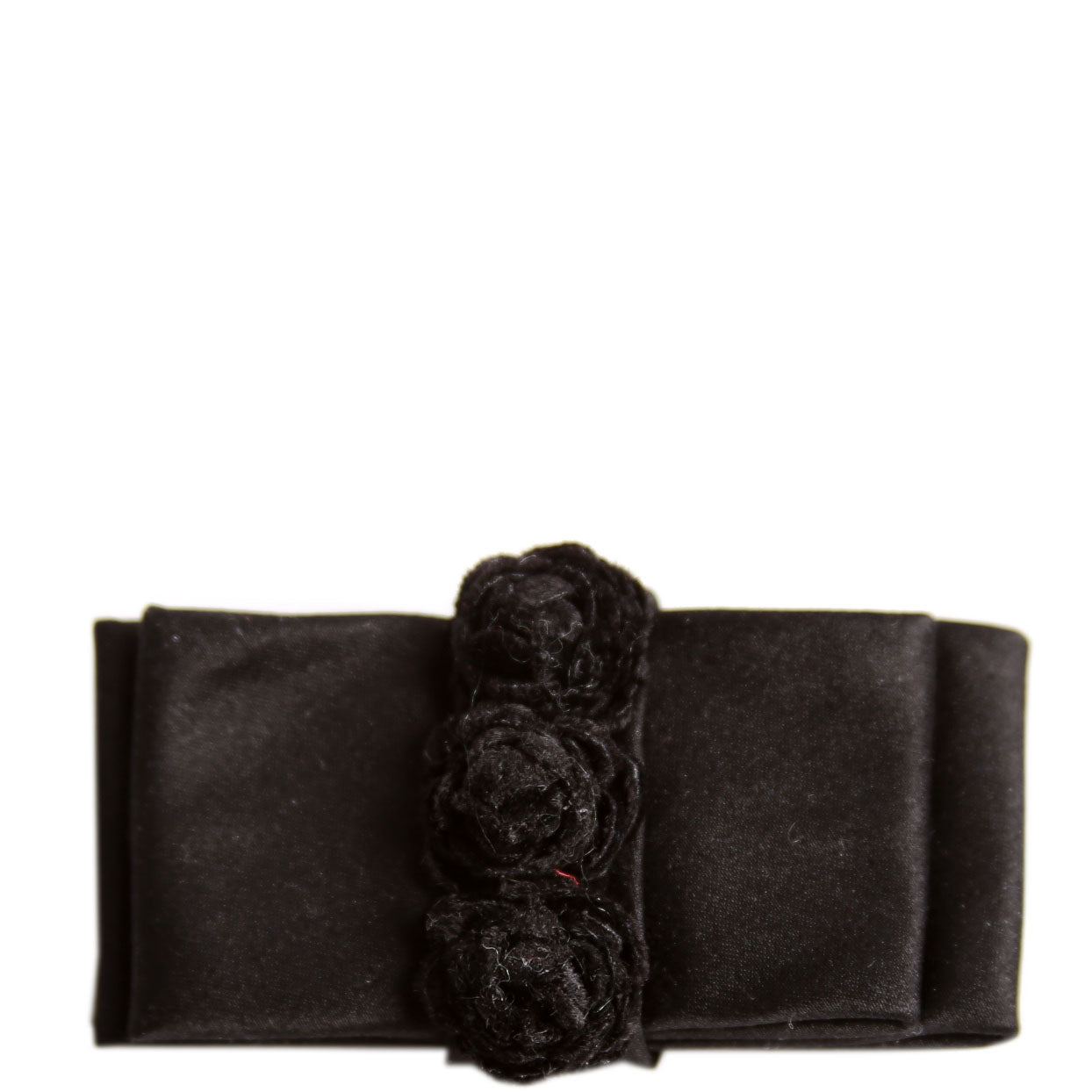 Chanel Satin Flower Bow Brooch Black