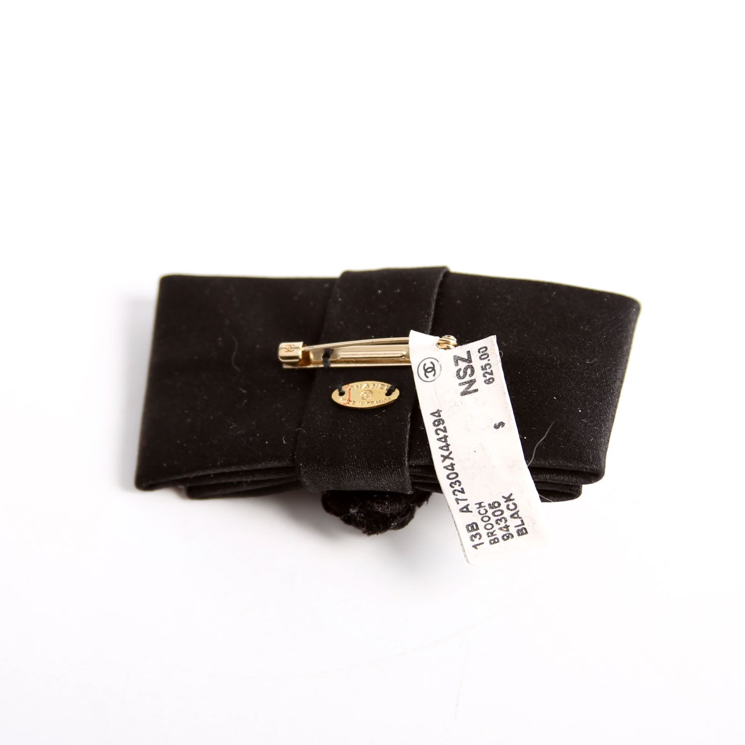 Chanel Satin Flower Bow Brooch Black