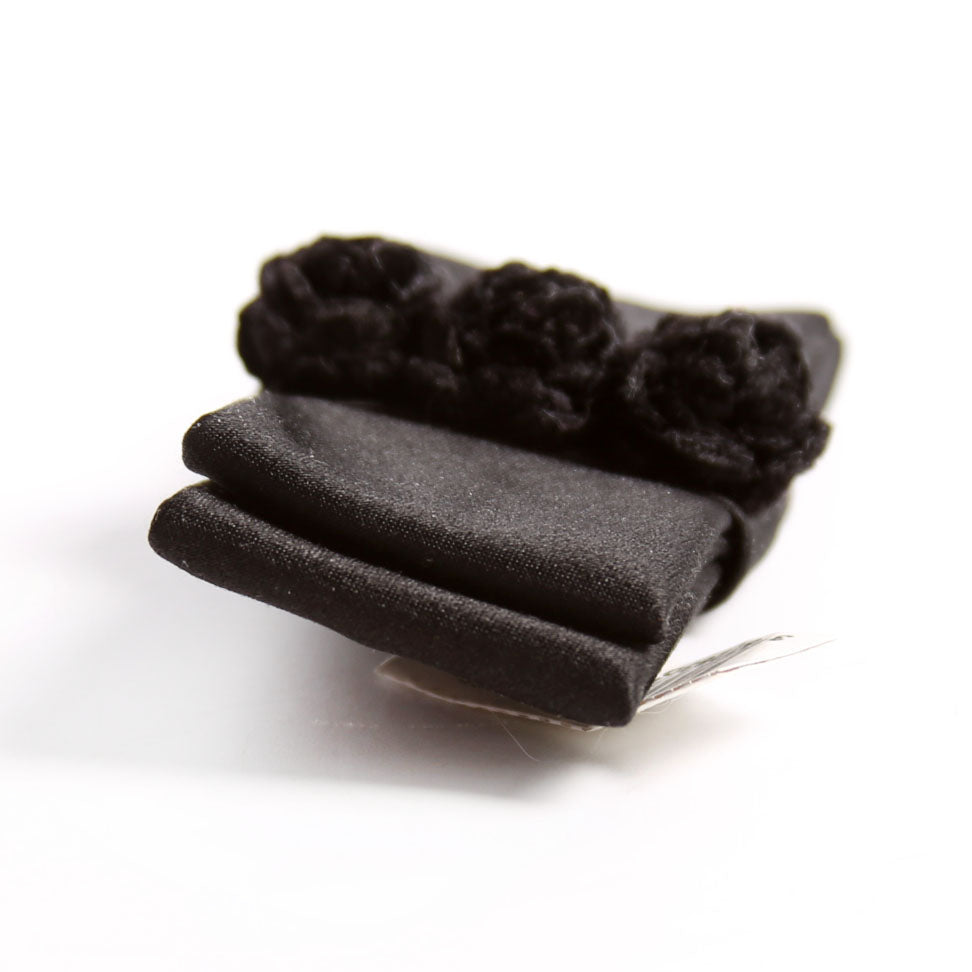 Chanel Satin Flower Bow Brooch Black